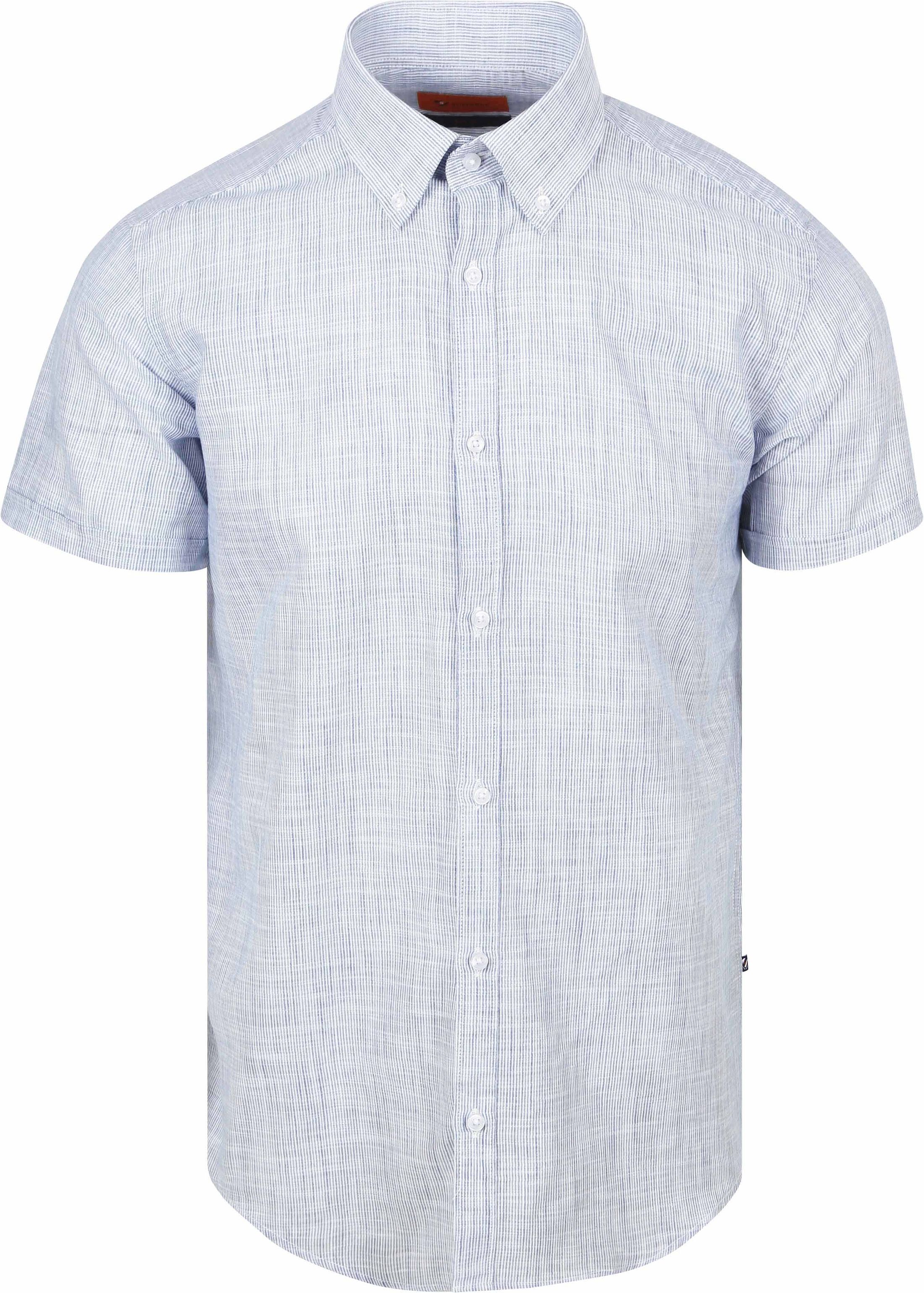 Suitable Short Sleeves Chemise Cotton Slub Bleu Rayé SH-SHSL-CO-STBL-25.05 stripe commander en ligne | Suitable