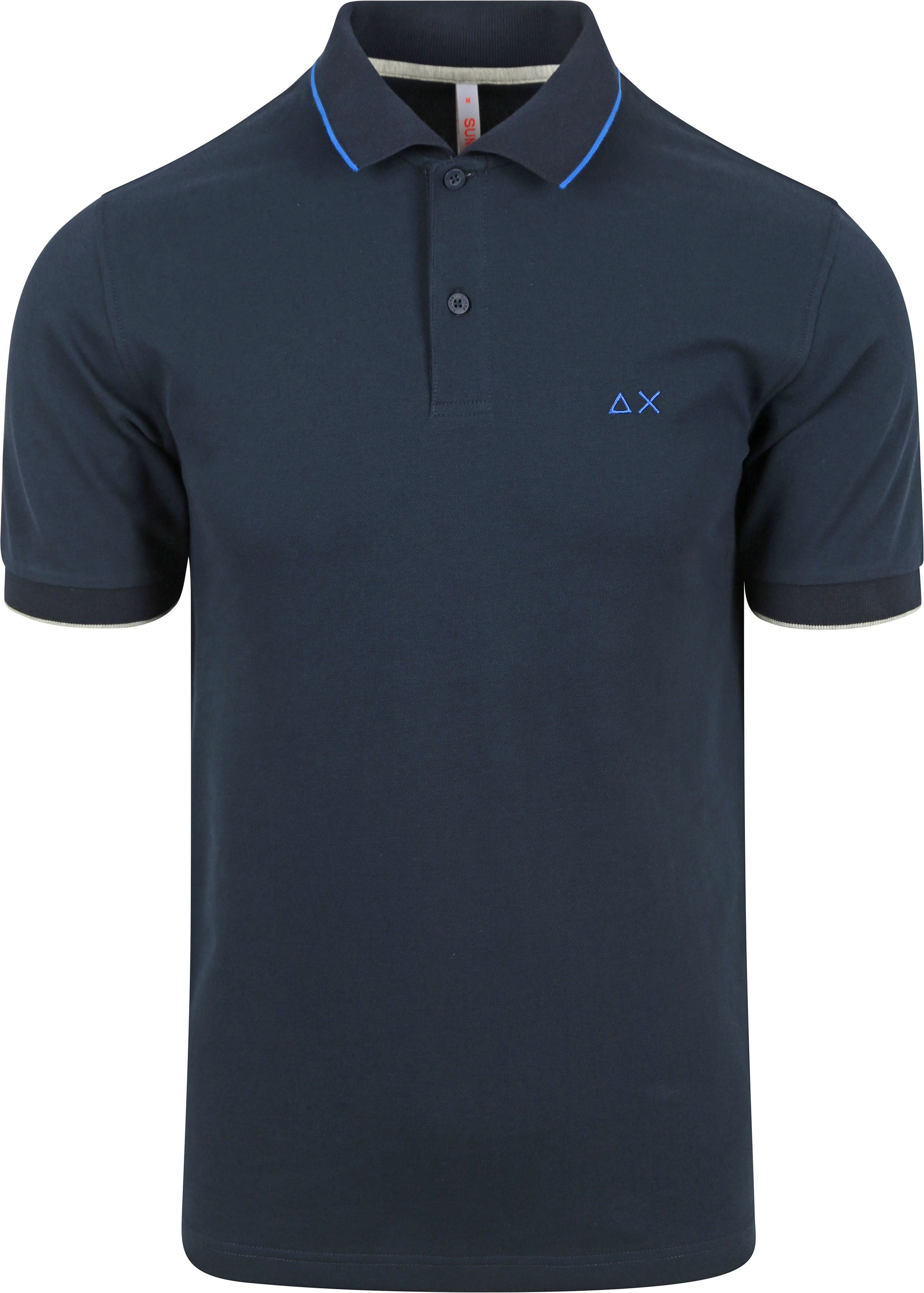 Sun68 Polo Shirt Small Stripe Collar Navy order online | A34113-07 | Suitable Lithuania