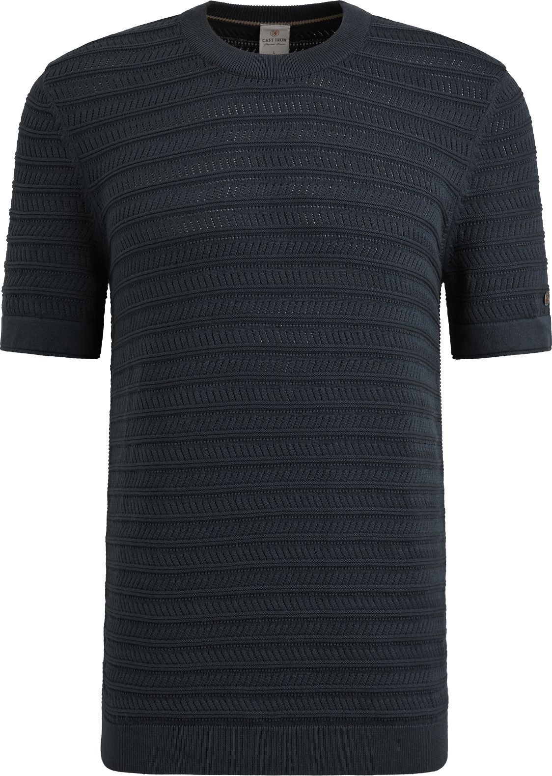 Cast Iron Knitted Jacquard T-shirt Navy CTSS2503568-5442 order online | Suitable