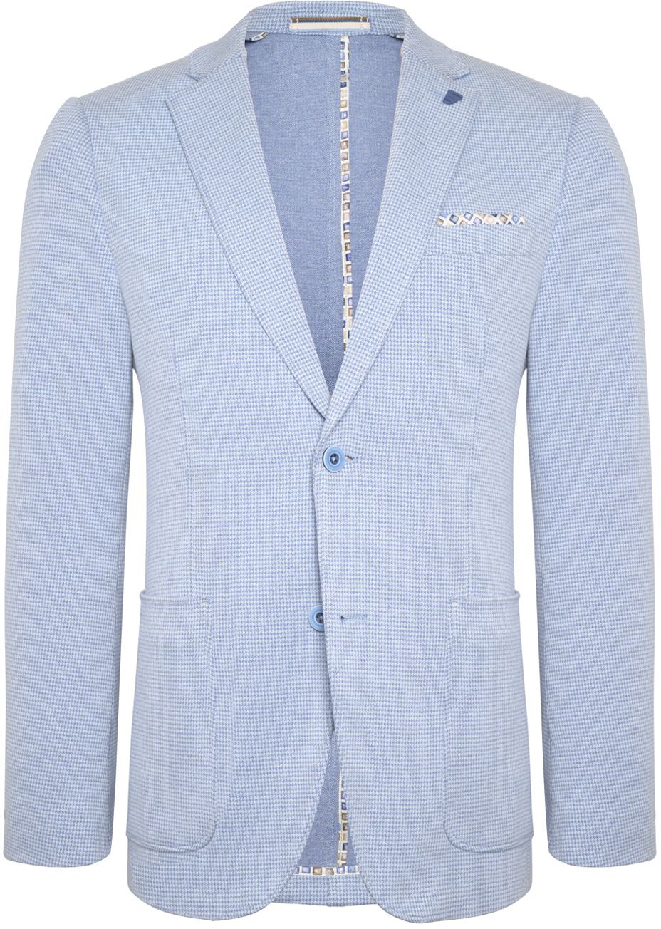 R2 Halflined Colbert Print Lichtblauw 128.JACKET.003-018 kopen | Suitable