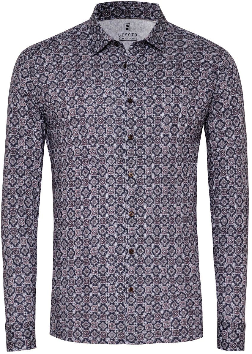 Desoto Overhemd Timeless Elegance Print Donkerblauw 77228-3-584 kopen | Suitable