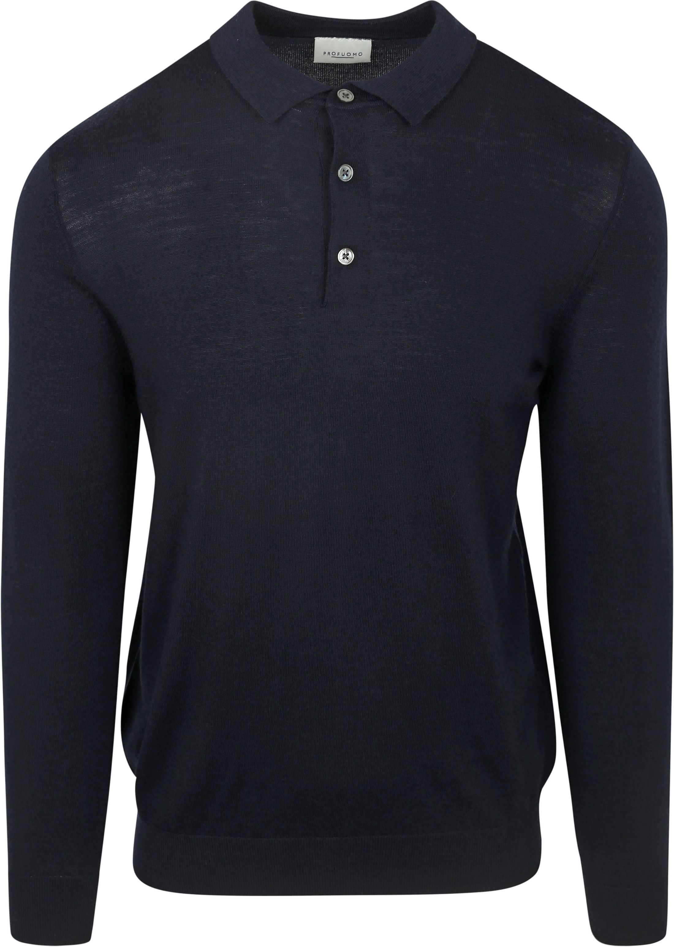 Profuomo Longsleeve Polo Shirt Merino Wool Navy order online | Suitable