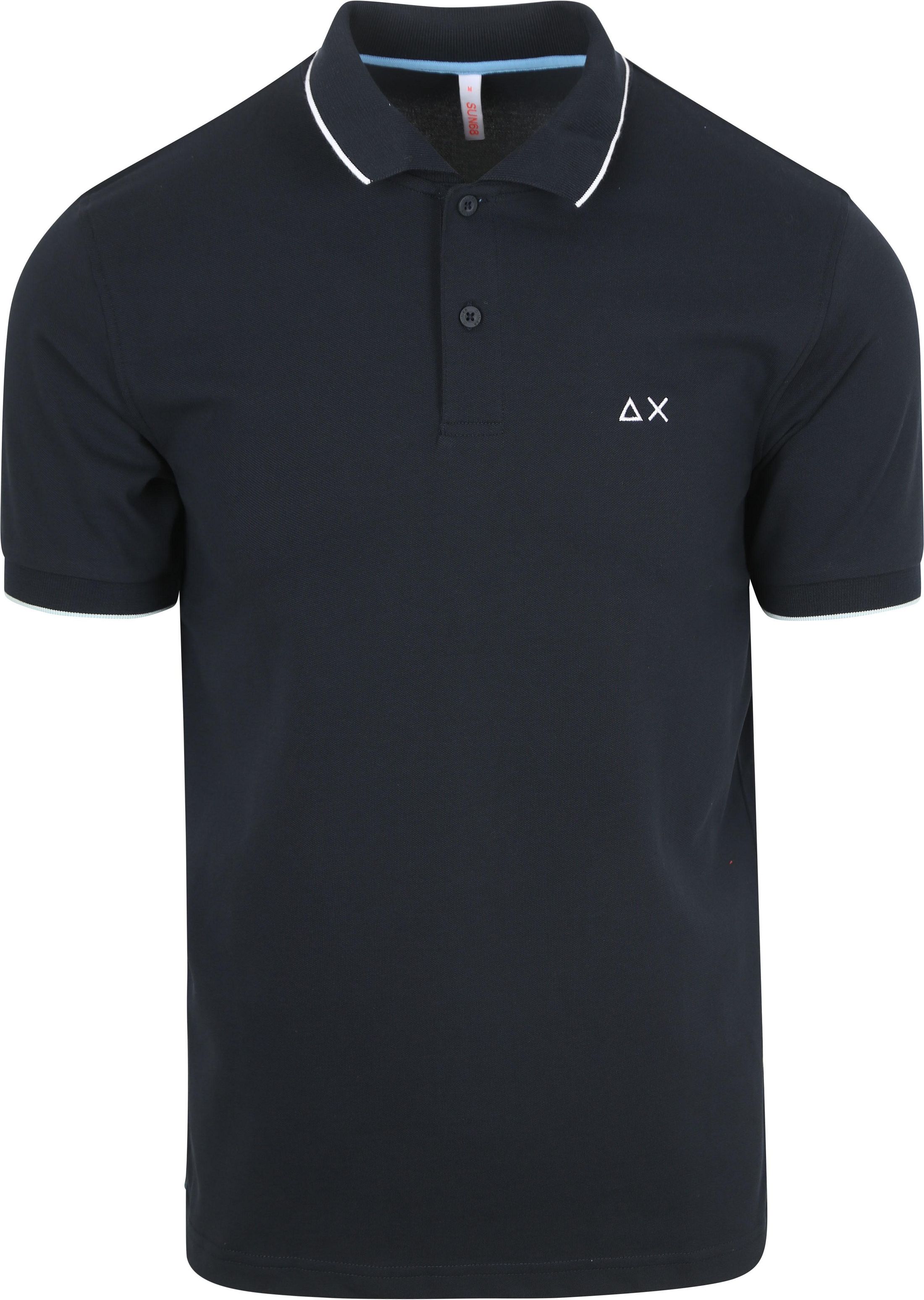 Sun68 Polo Shirt Small Stripe Collar Navy  A35110-07 order online | Suitable