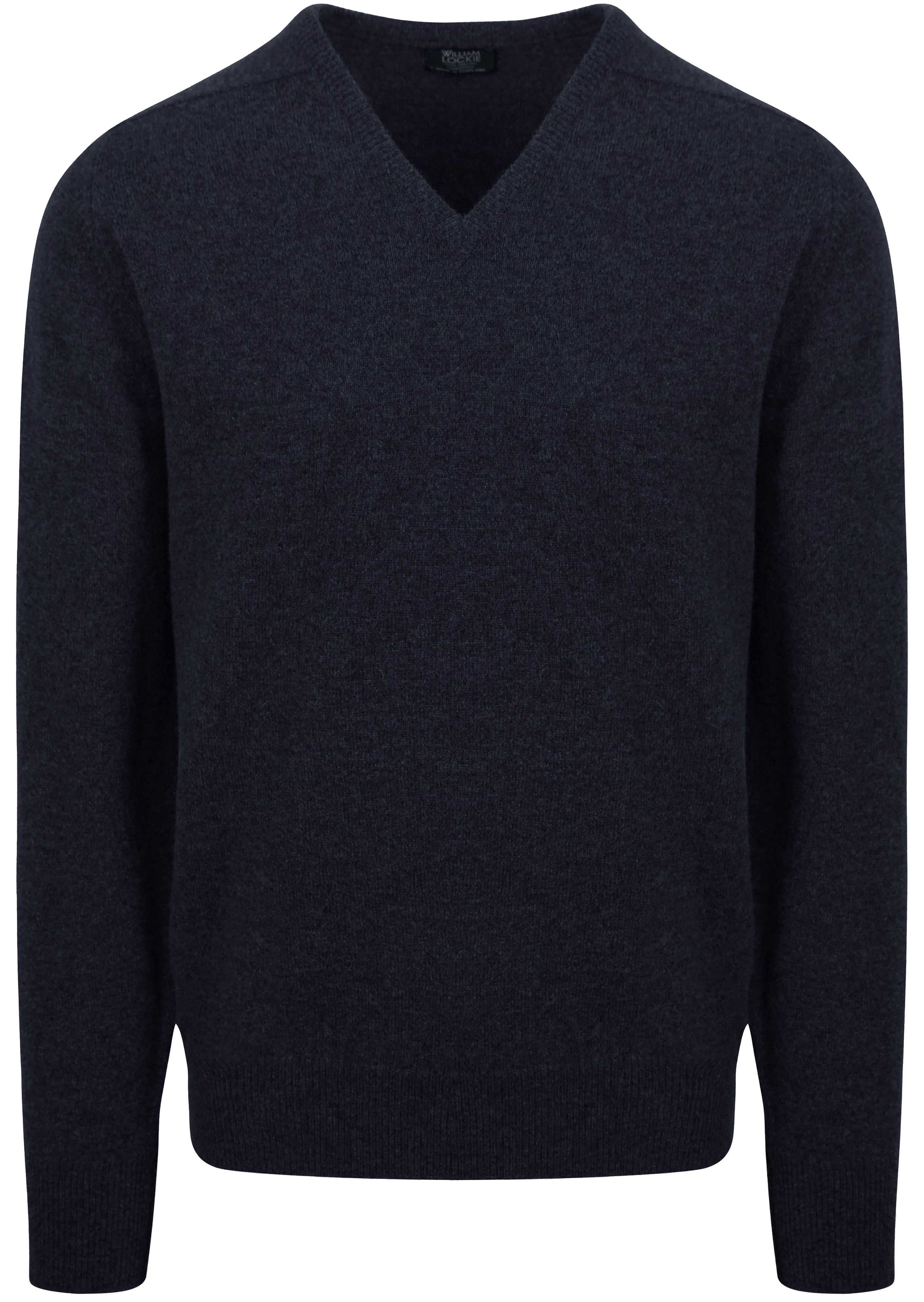 William Lockie Pullover Lambswool V Midnight Navy 7092 HF V-NECK DF 3 Midnight Mix