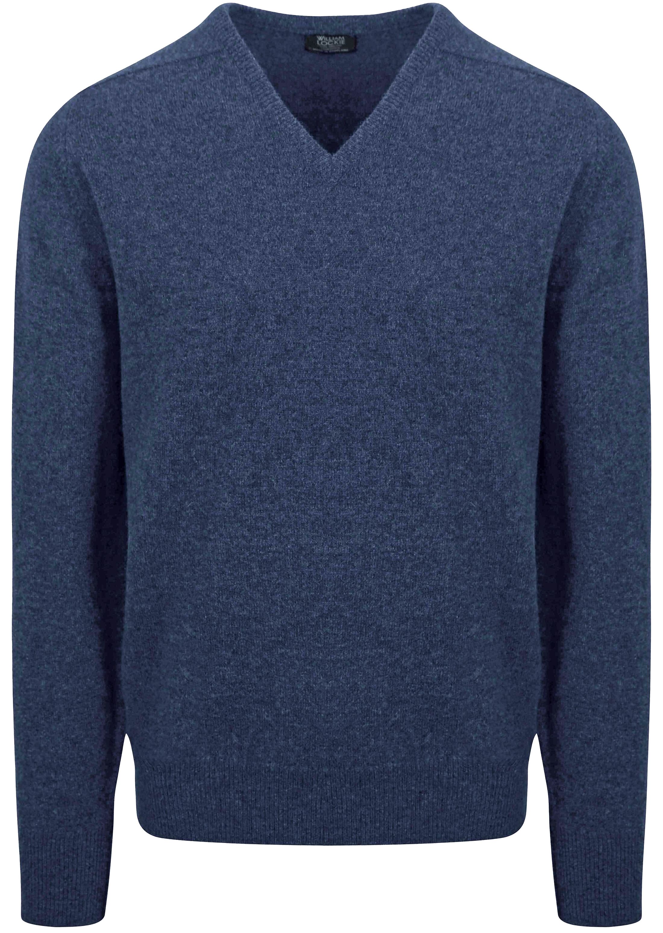 William Lockie Pullover Lambswool V-Neck Indigo Blue 7092DF-118 Rhapsody order online | Suitable