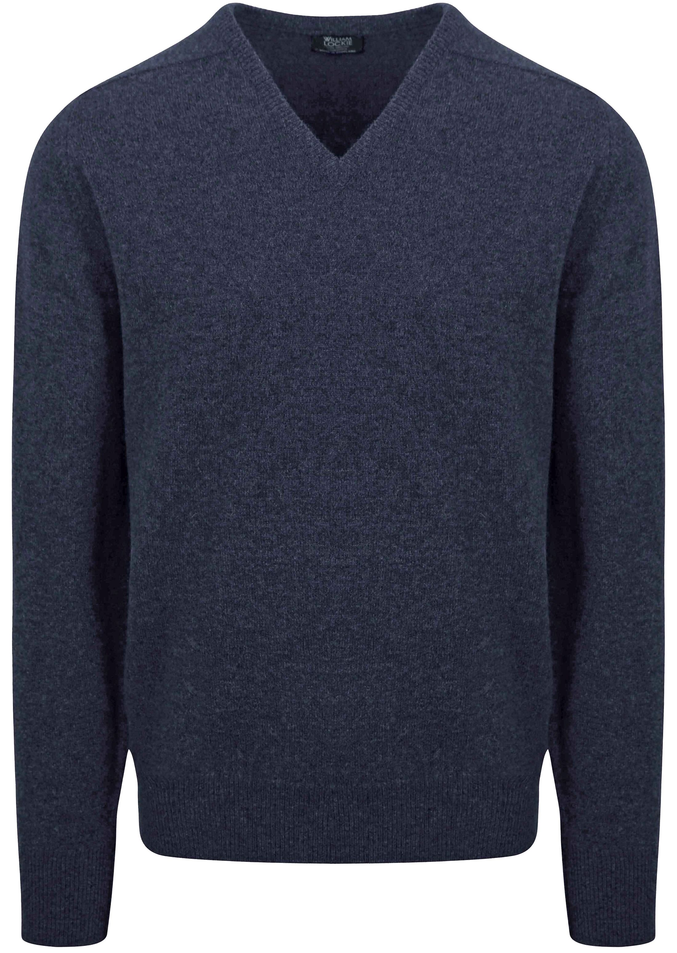 William Lockie V-Neck Lambswool Indigo Melange 7092DF-12 Indigo Melange order online | Suitable