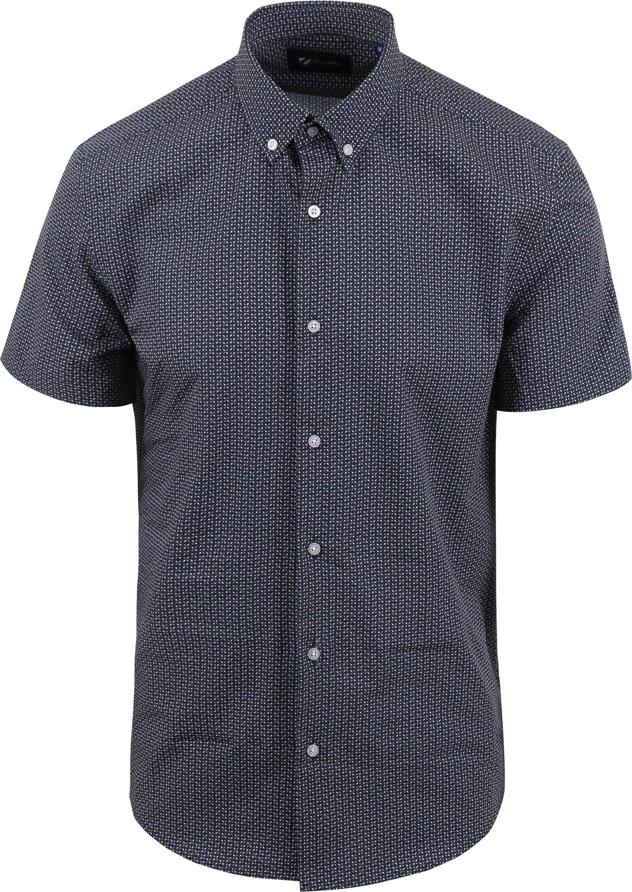 Suitable Short Sleeve Hemd Print Navy SSL-23-06-frizle navy kopen | Suitable