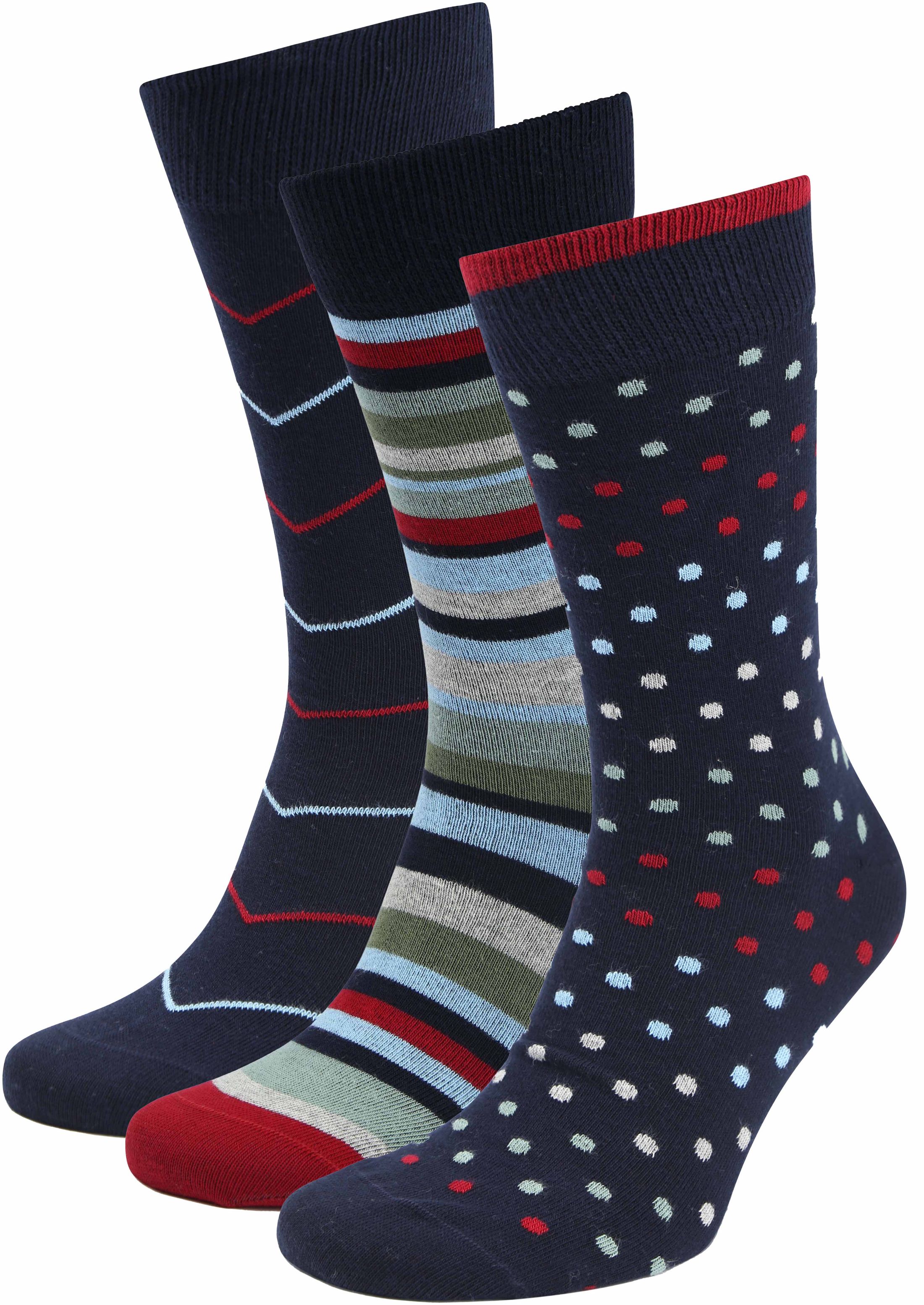 Suitable Socks 3-Pack Print Blue Dark Blue Multicolour size 42-46