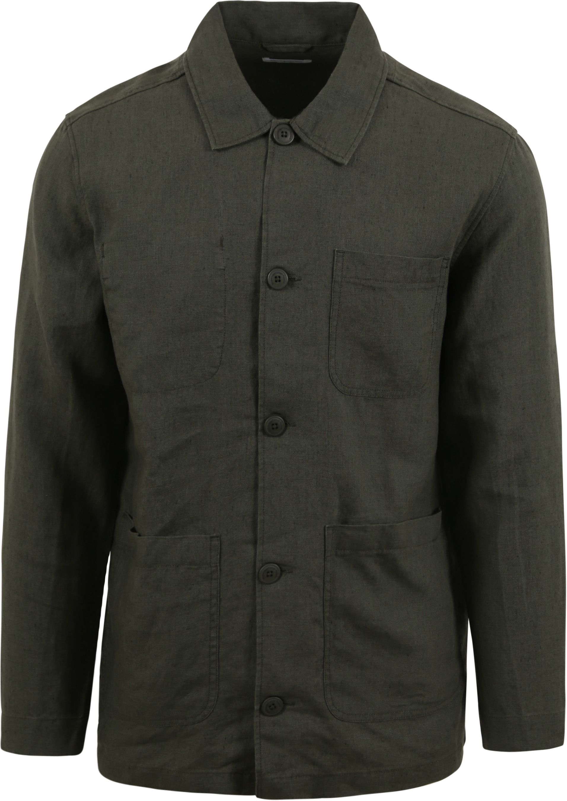 KnowledgeCotton Apparel Overshirt Linen Dark Green 1190004-1068 Burned Olive order online | Suitable