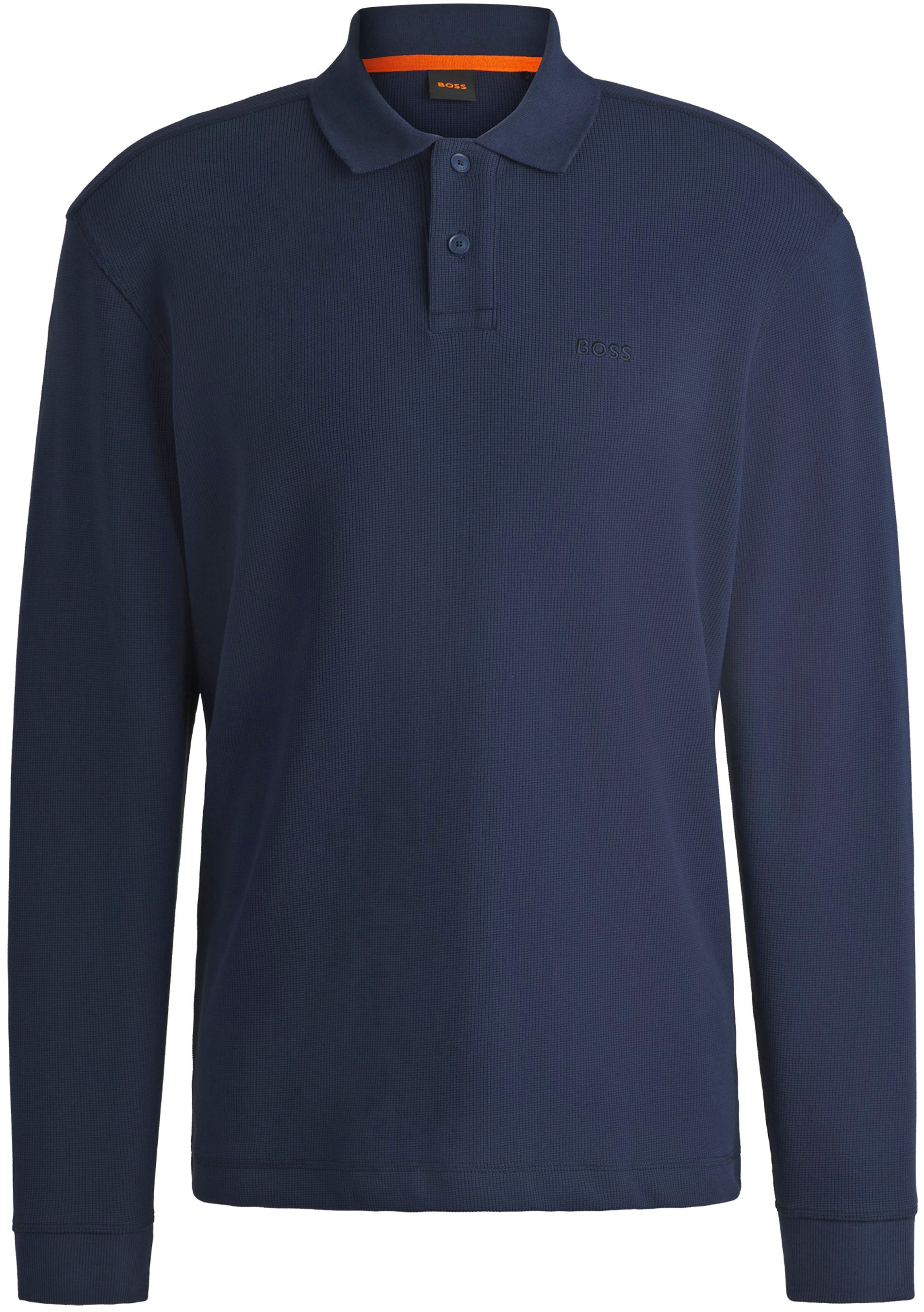 Hugo boss navy long sleeve polo best sale