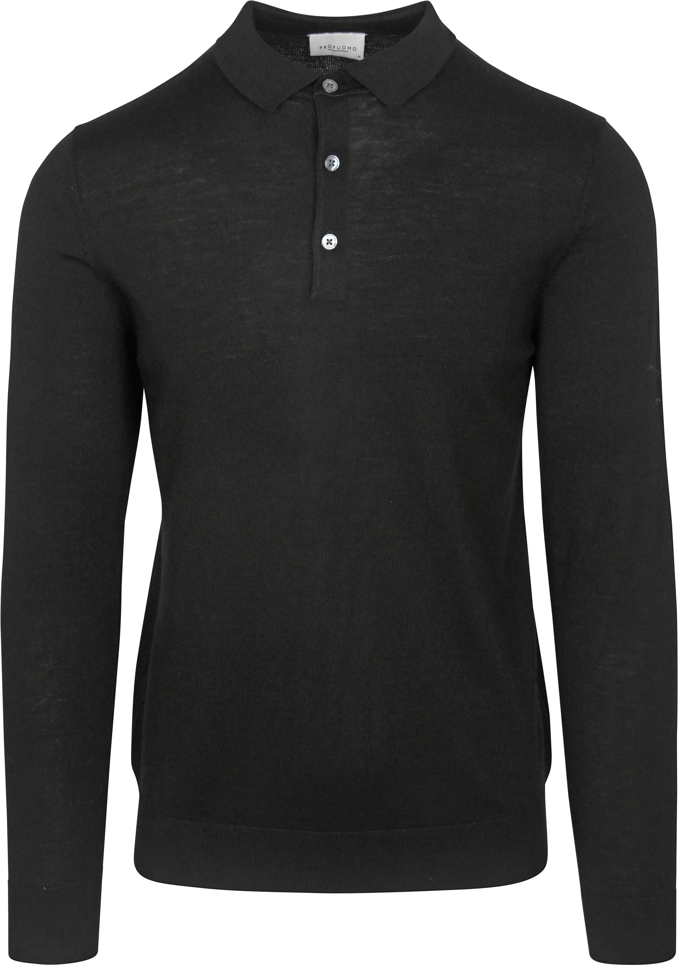 Profuomo Longsleeve Polo Shirt Merino Wool Black order online | PPVJ30002A-A | Suitable Lithuania