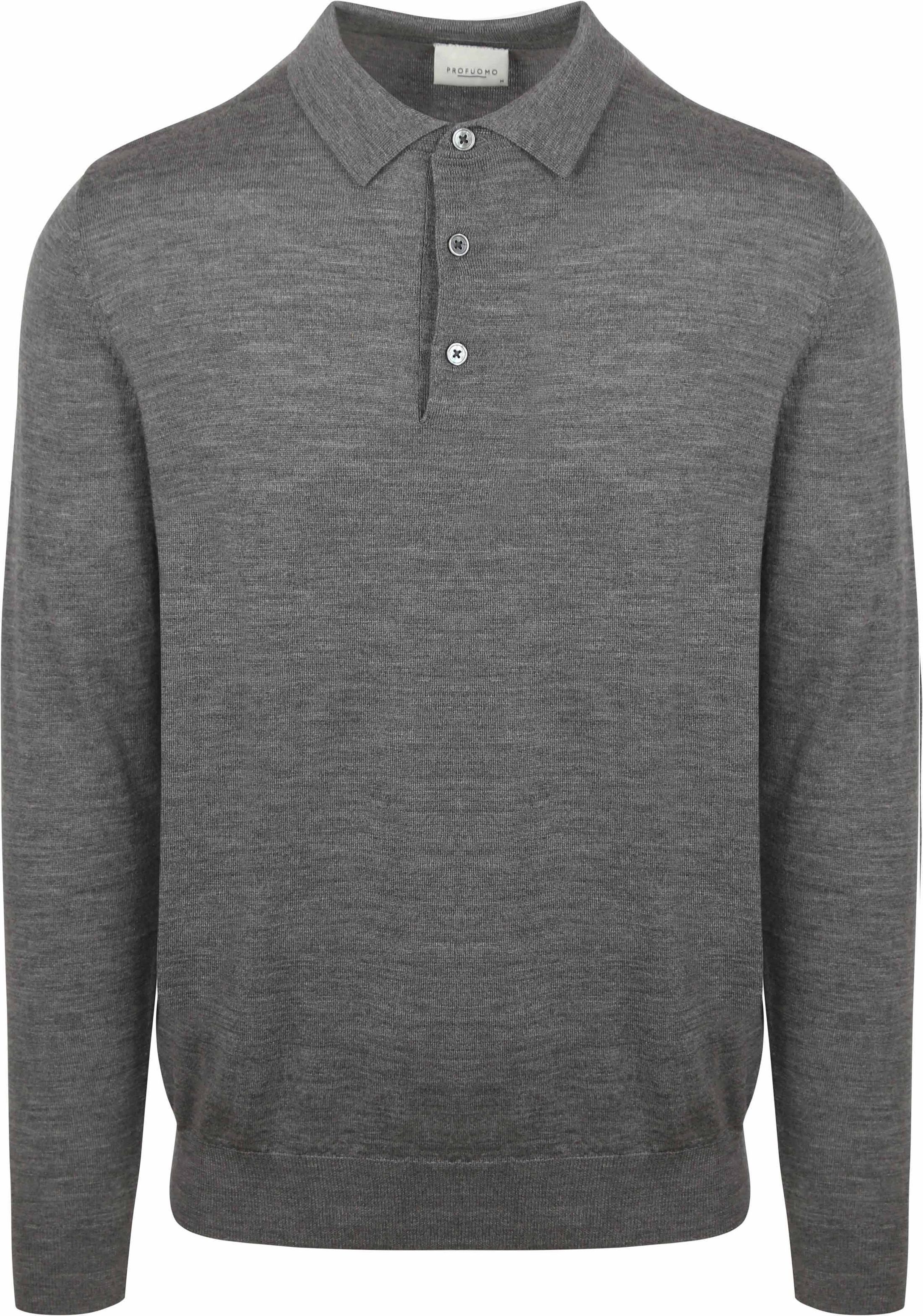 Profuomo Longsleeve Polo Shirt Merino Wool Grey order online | PPWJ30002E-C | Suitable Lithuania