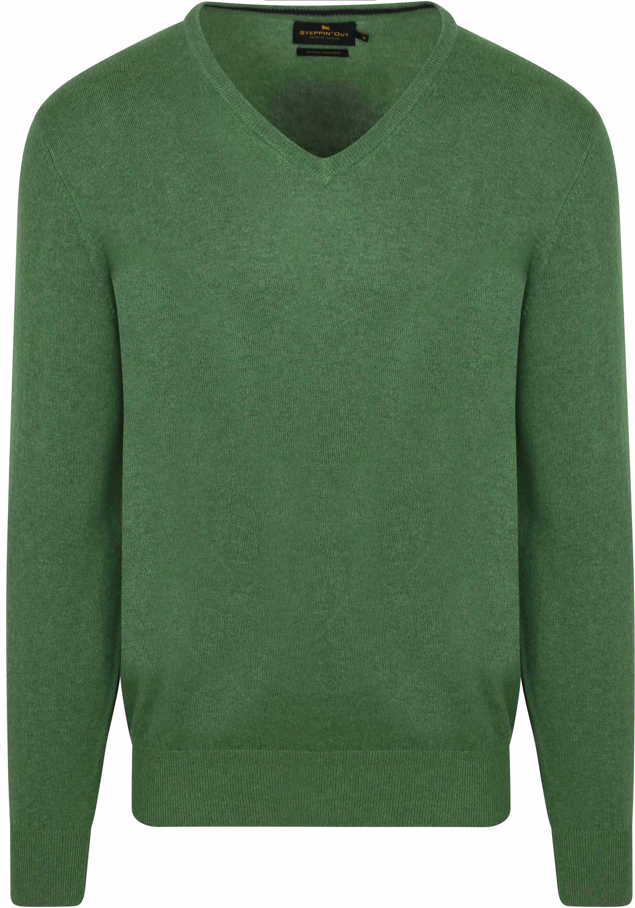 Steppin' Out Pullover Cotton Cashmere V-Neck Green PU-V-COCASH-STEPP-WOODLANDGREEN order online | Suitable