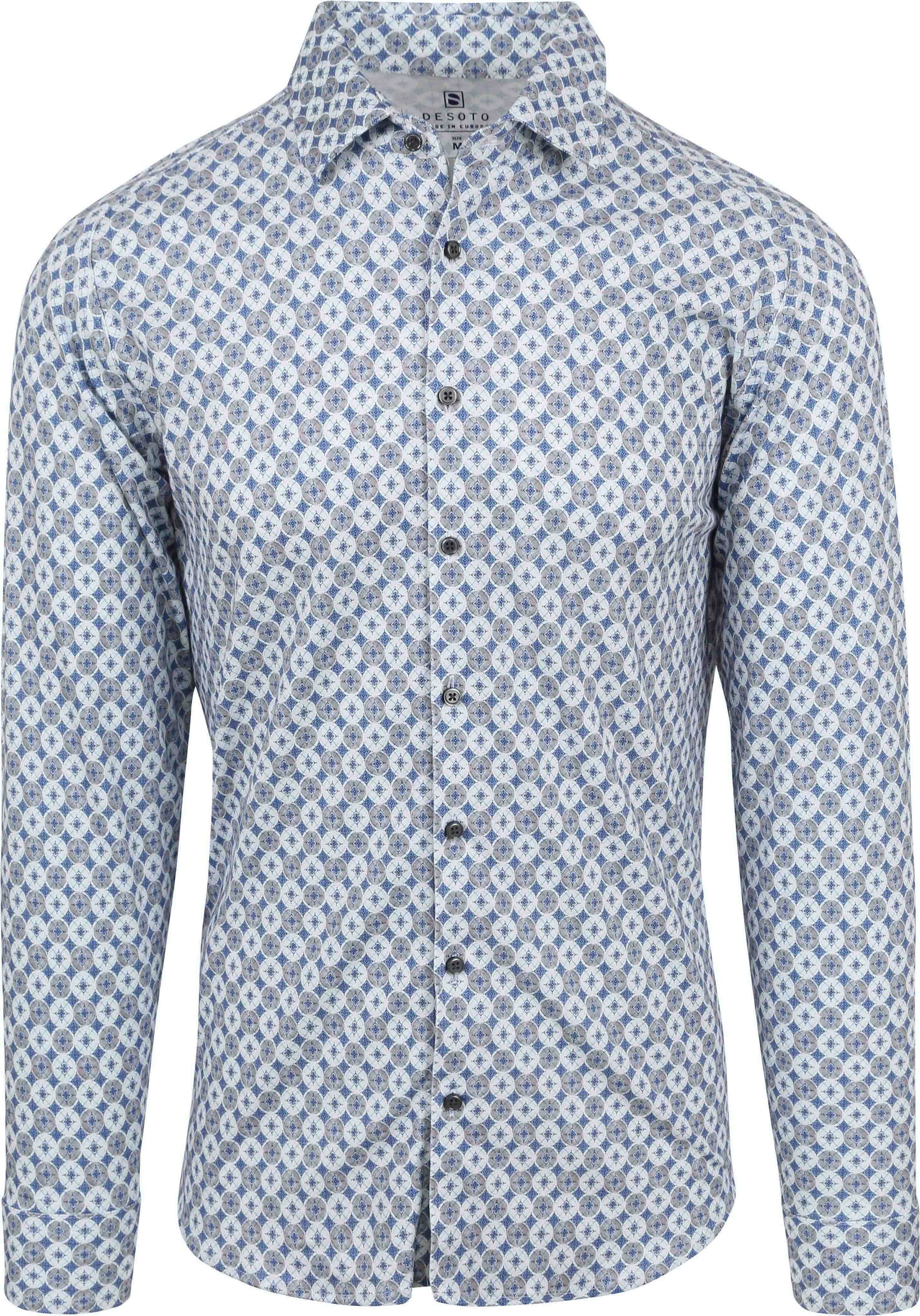 Desoto Shirt Kent Print Blue order online | 71228-3-168 | Suitable Norway
