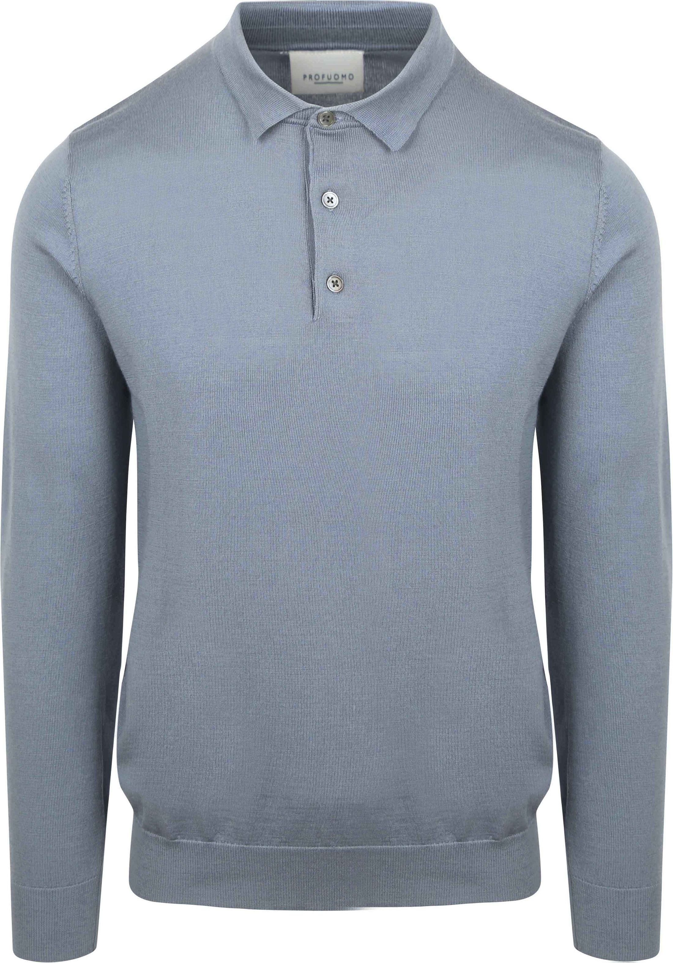 Profuomo Longsleeve Polo Shirt Merino Wool Blue order online | Suitable