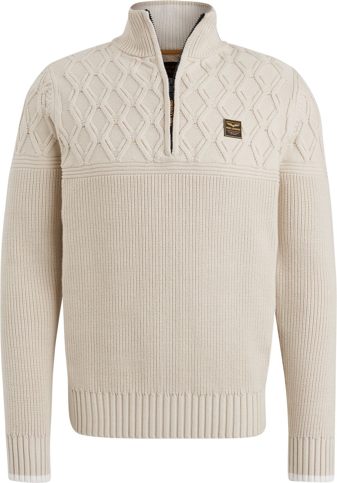 PME Legend Knitted Half Zip Trui Ecru PKW2409324-7013 kopen | Suitable