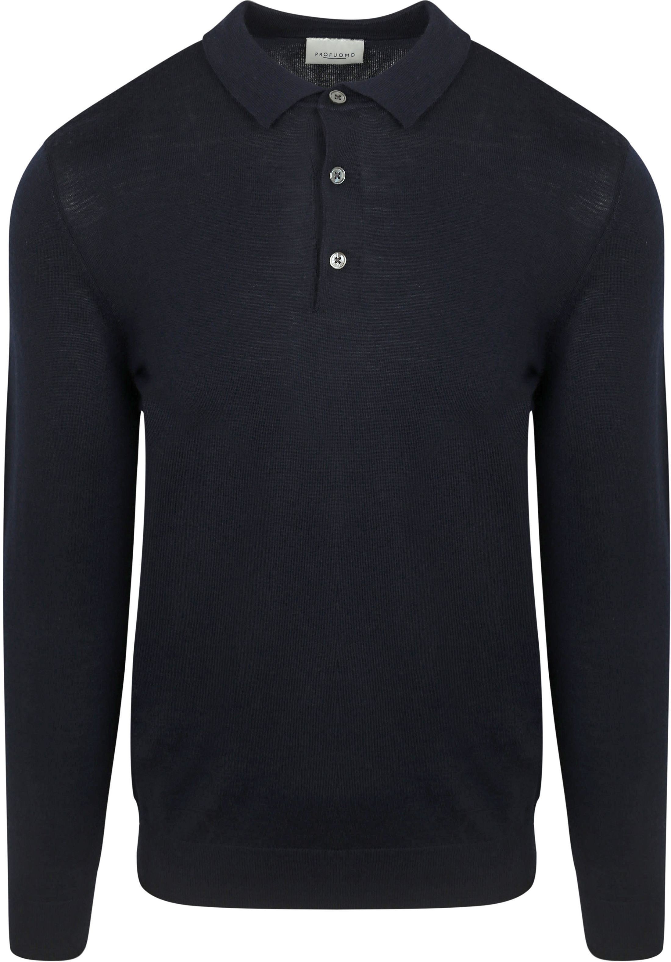 Profuomo Longsleeve Polo Shirt Merino Wool Navy PPWJ30002H-P order online | Suitable
