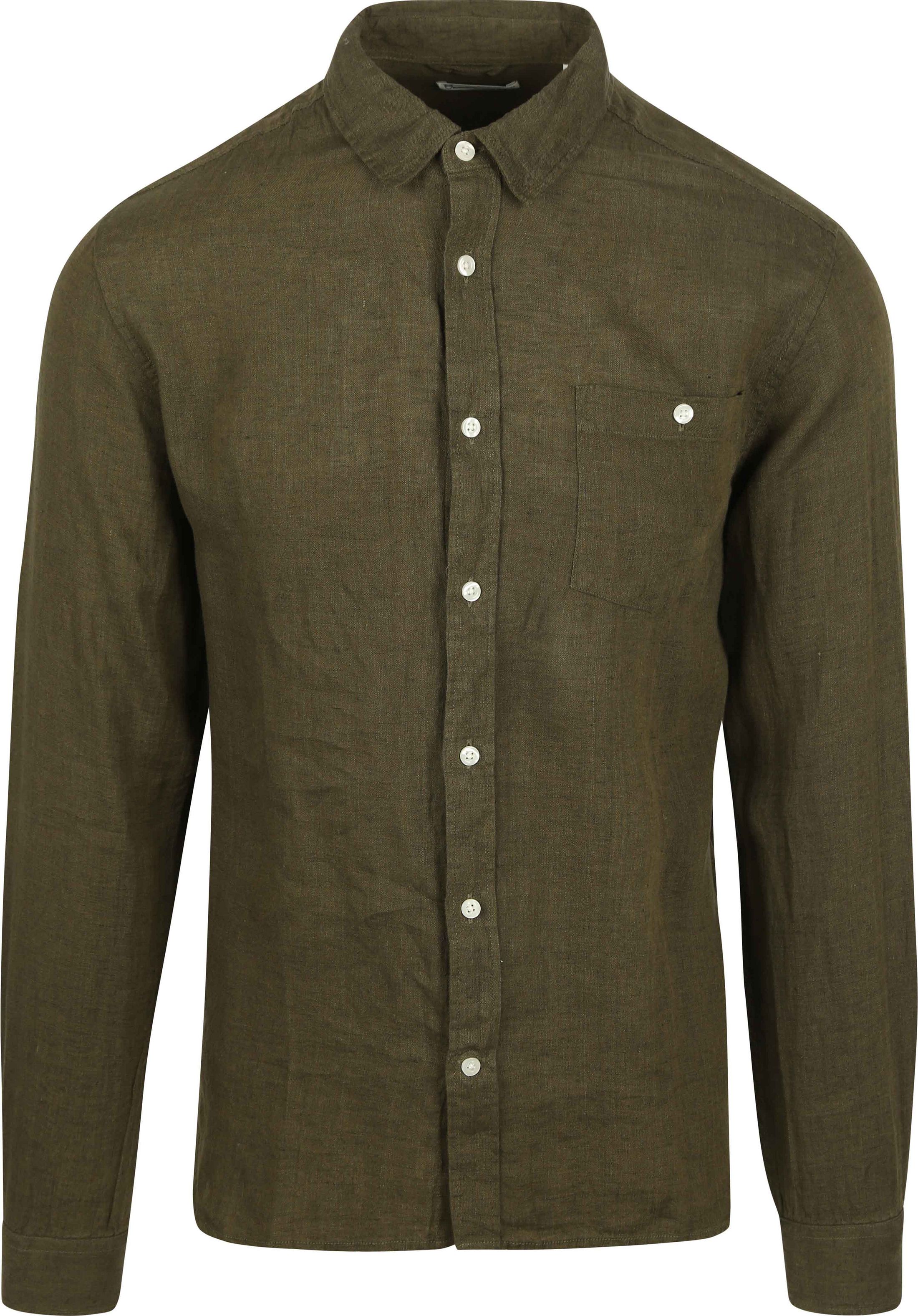 KnowledgeCotton Apparel Shirt Linen Olive Green 1090011-1068 order online | Suitable