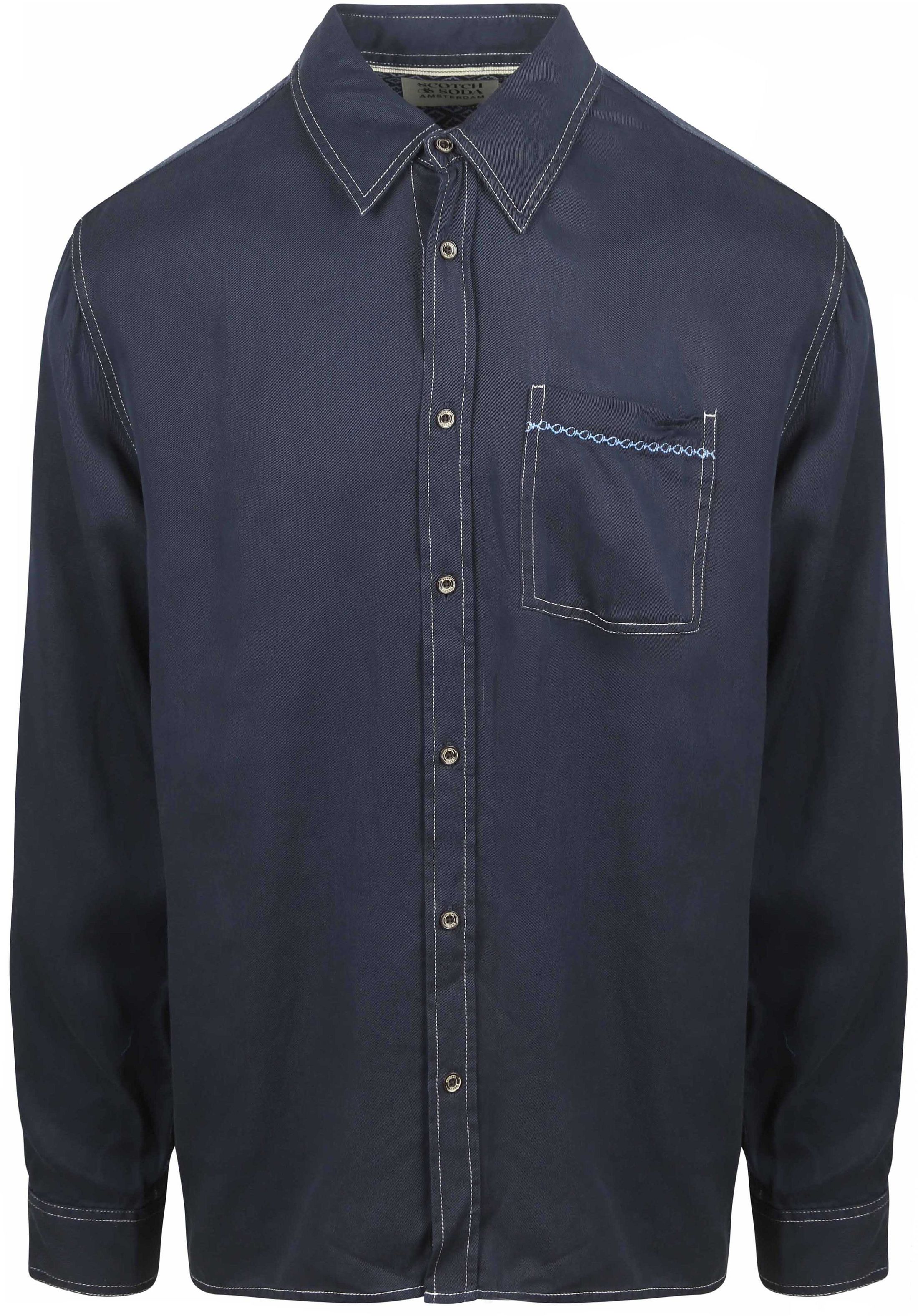 Scotch and Soda Shirt Solid Tencel Navy order online | 178710-401 | Suitable Spain