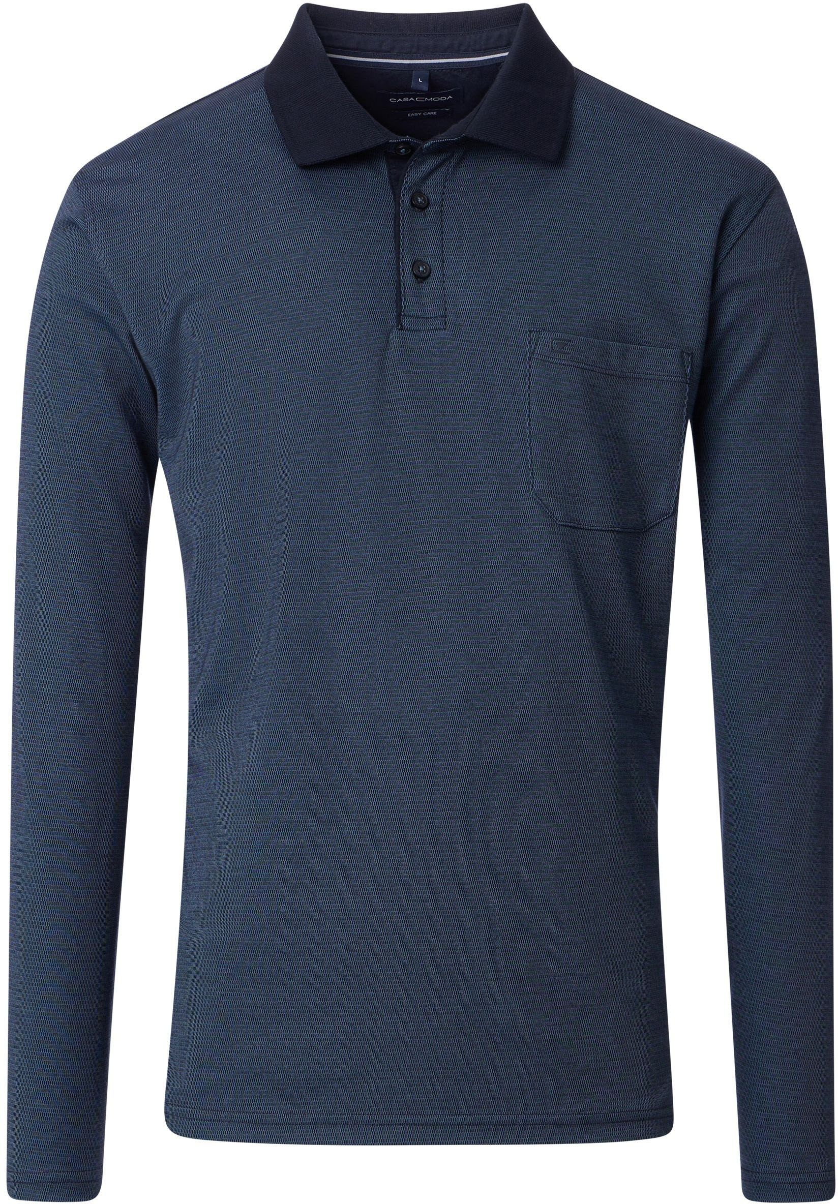 Casa Moda Long Sleeve Polo Structure Navy 454385000-154 kopen | Suitable