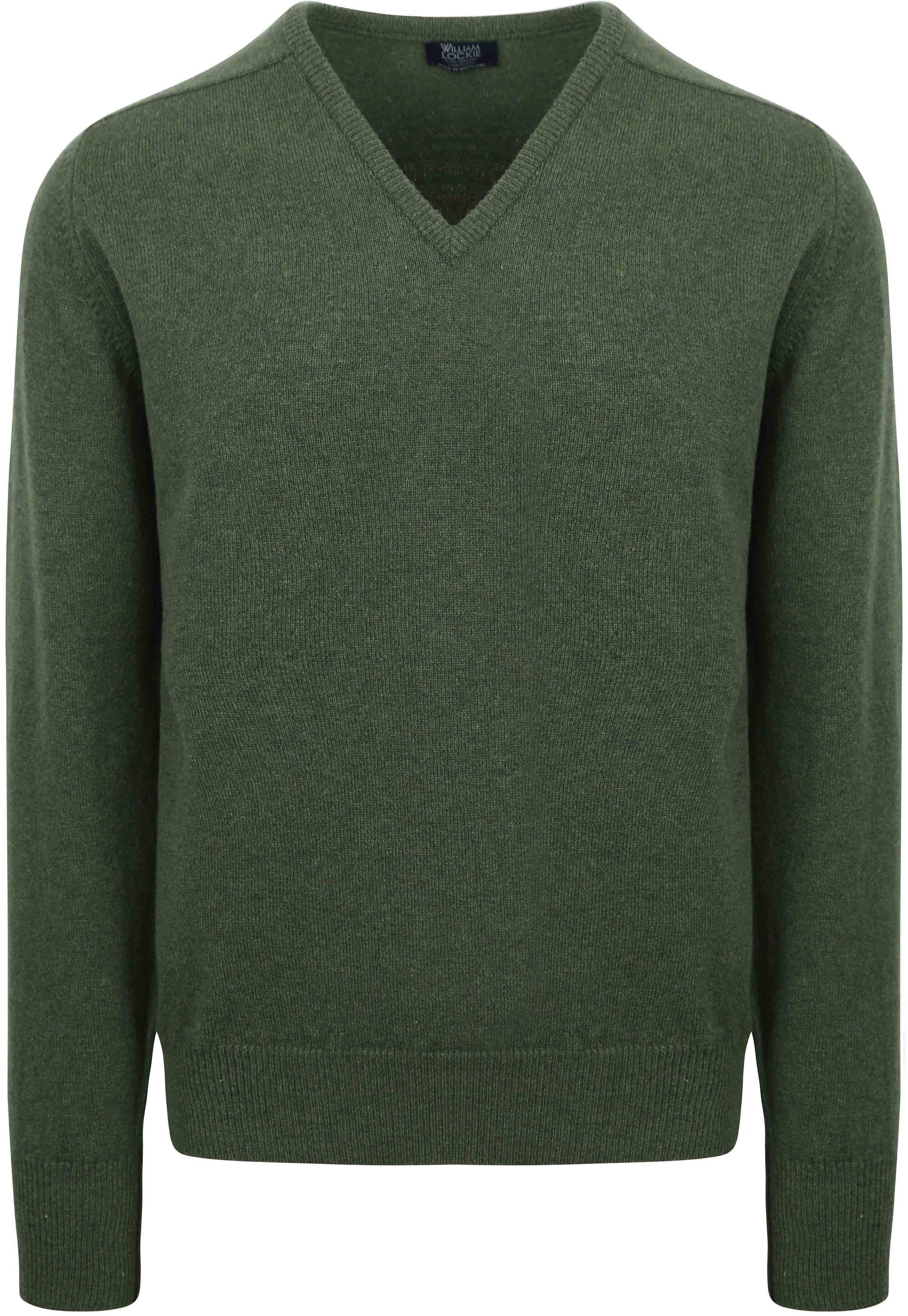 William Lockie Pullover Lamswol V-hals Rosemary Groen 7092DF-245 Rosemary
