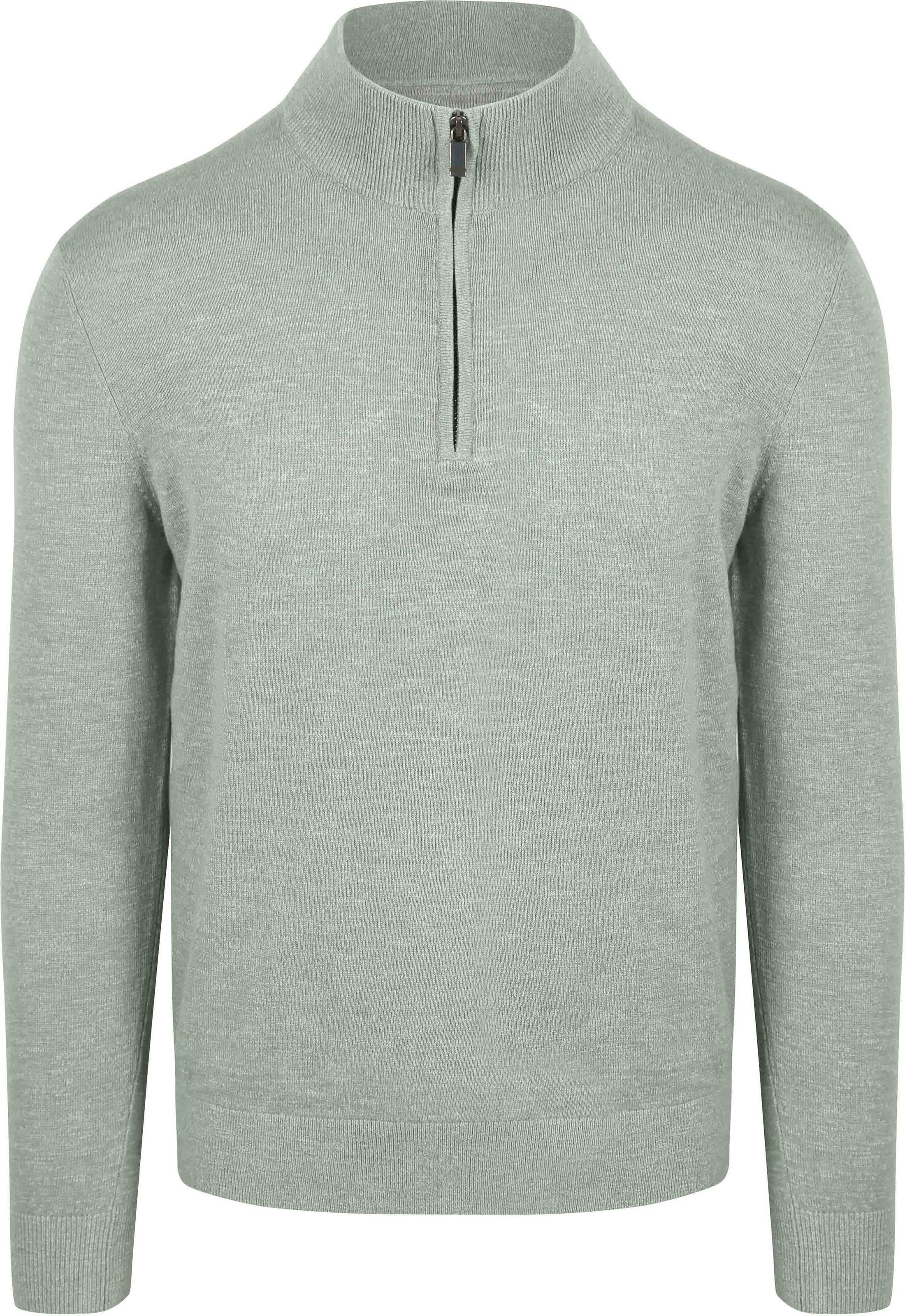 Suitable Slub Yarn Half Zip Trui Groen PU-MO-SLUBPLAIN-25.02 FCD 38226 green kopen | Suitable