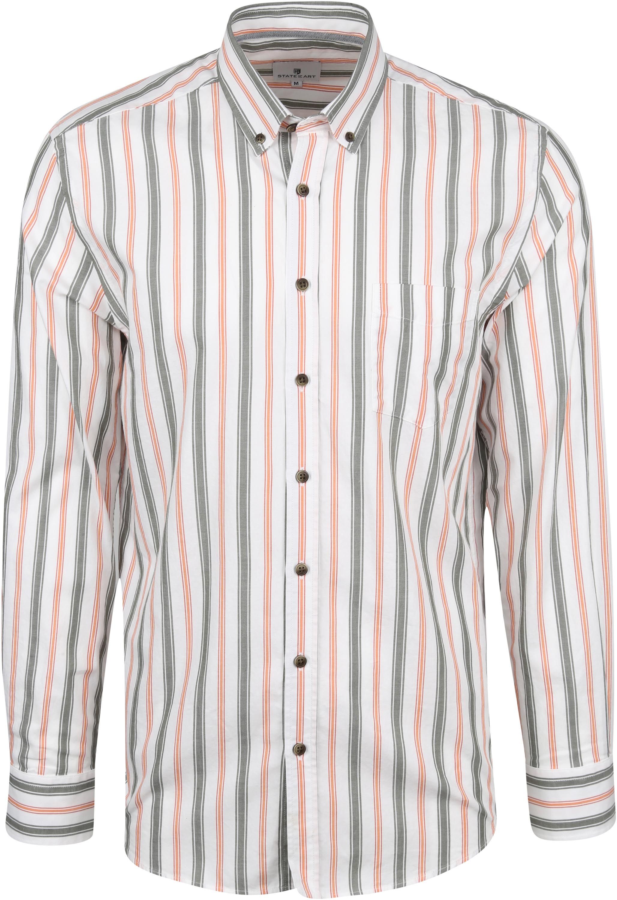 State Of Art Shirt Multicolour Stripes White Green Orange size 3XL