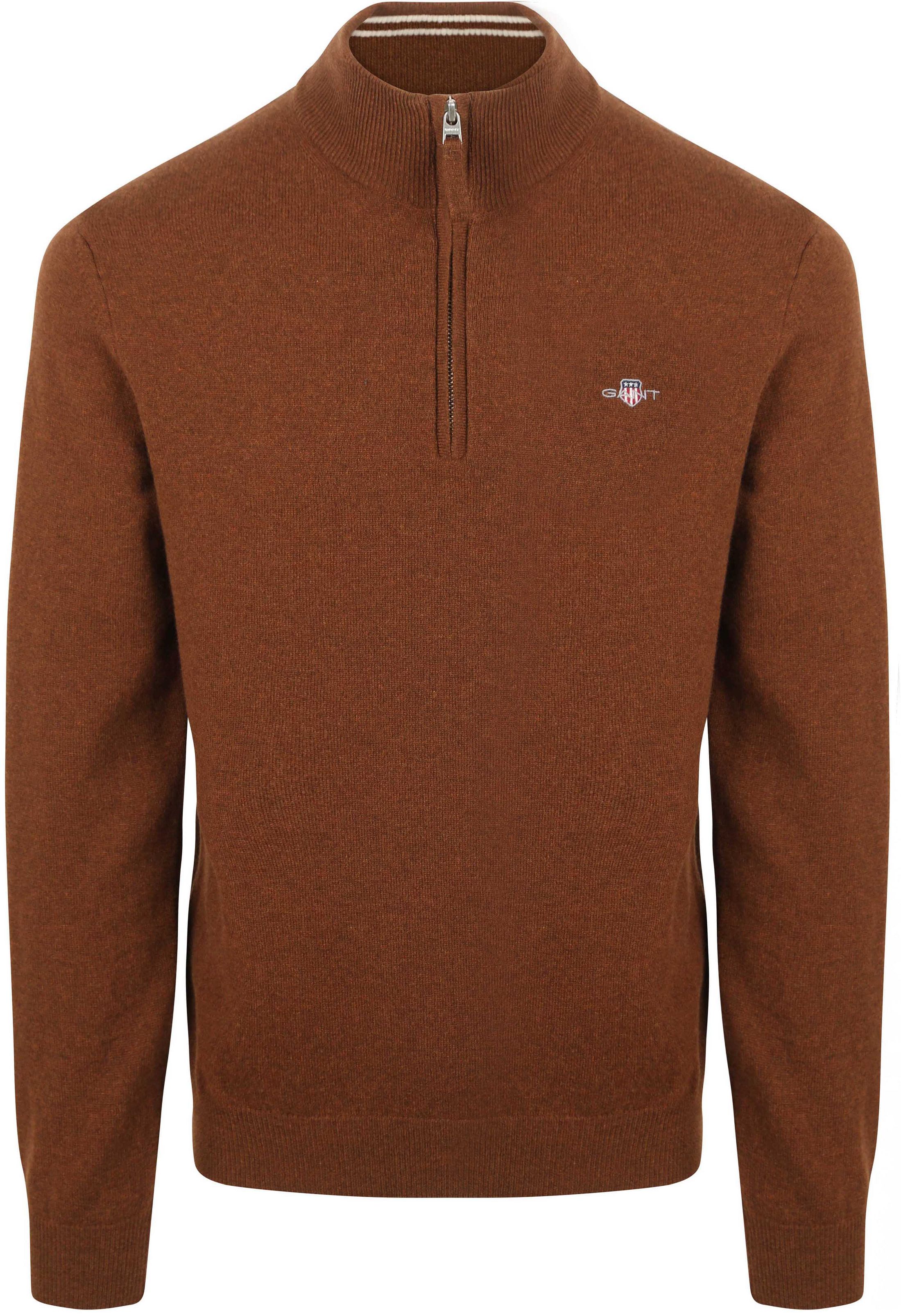 Gant Halfzip Wool Sweater Logo Brown 87213-229 order online | Suitable