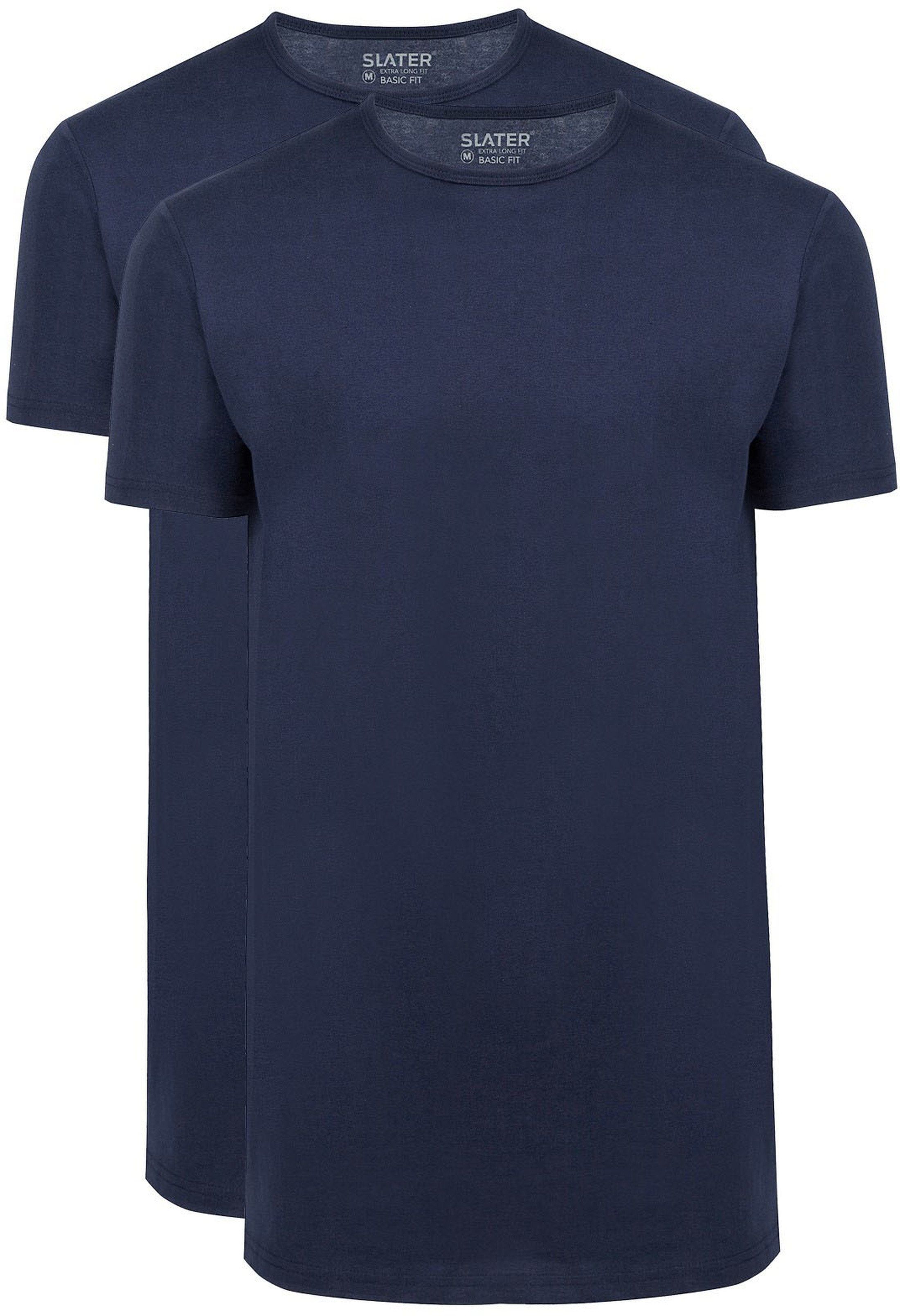 Slater 2-pack T-shirt Basic Extra Long O-neck Navy Blue Dark Blue size L