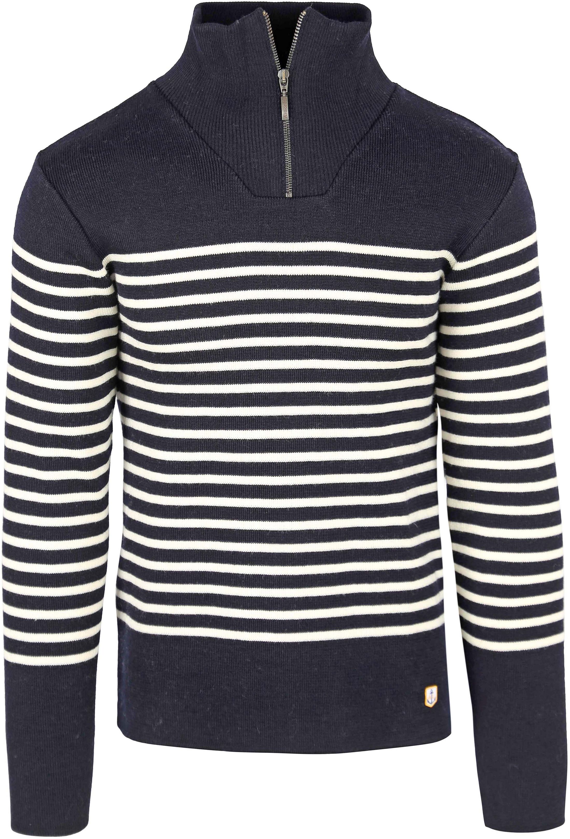 Armor-Lux Camionneur Half Zip Sweater Wool Stripes Navy order online | 75735-429 | Suitable Spain
