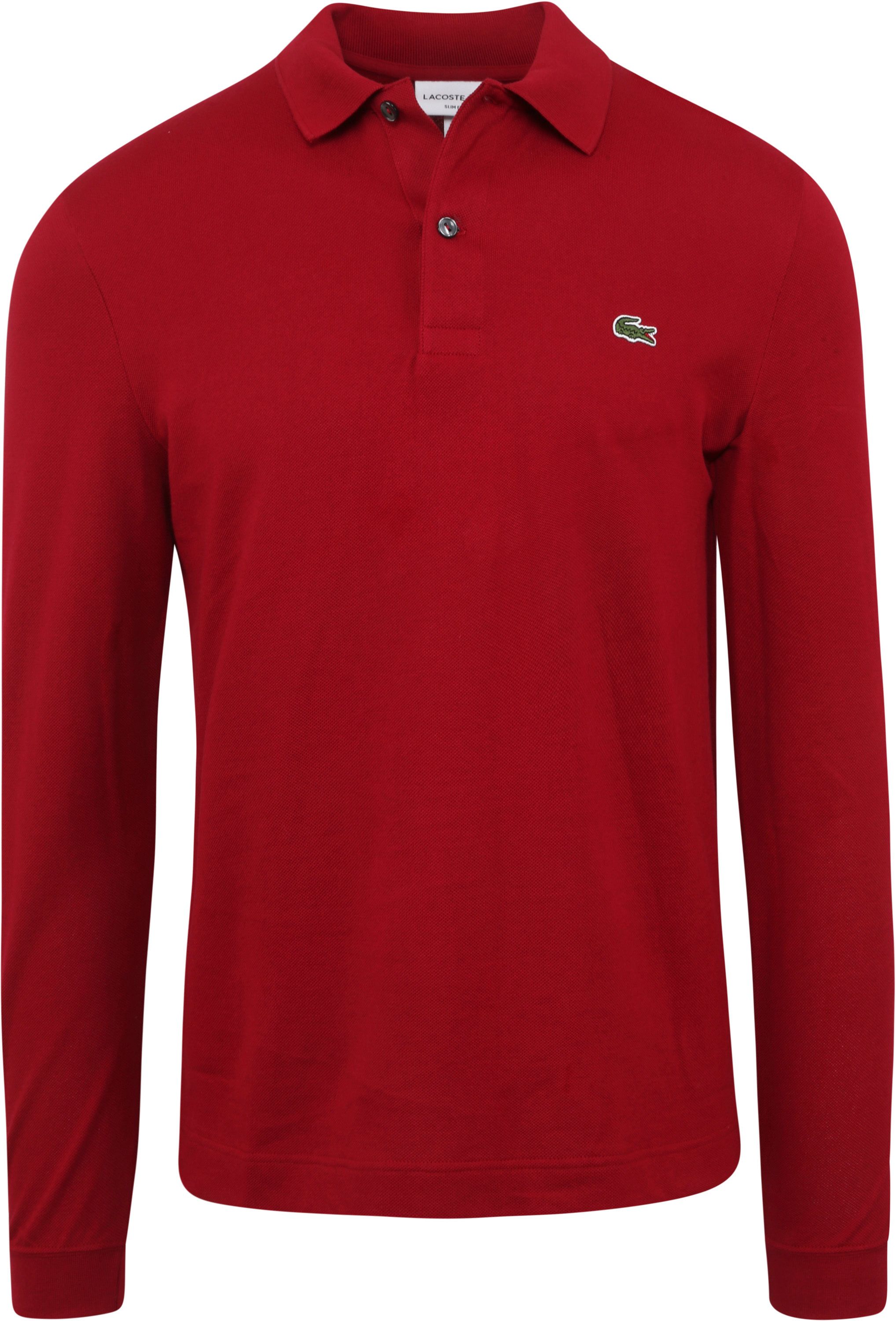 Lacoste Long-sleeved polo shirt Bordeaux Burgundy Red size L