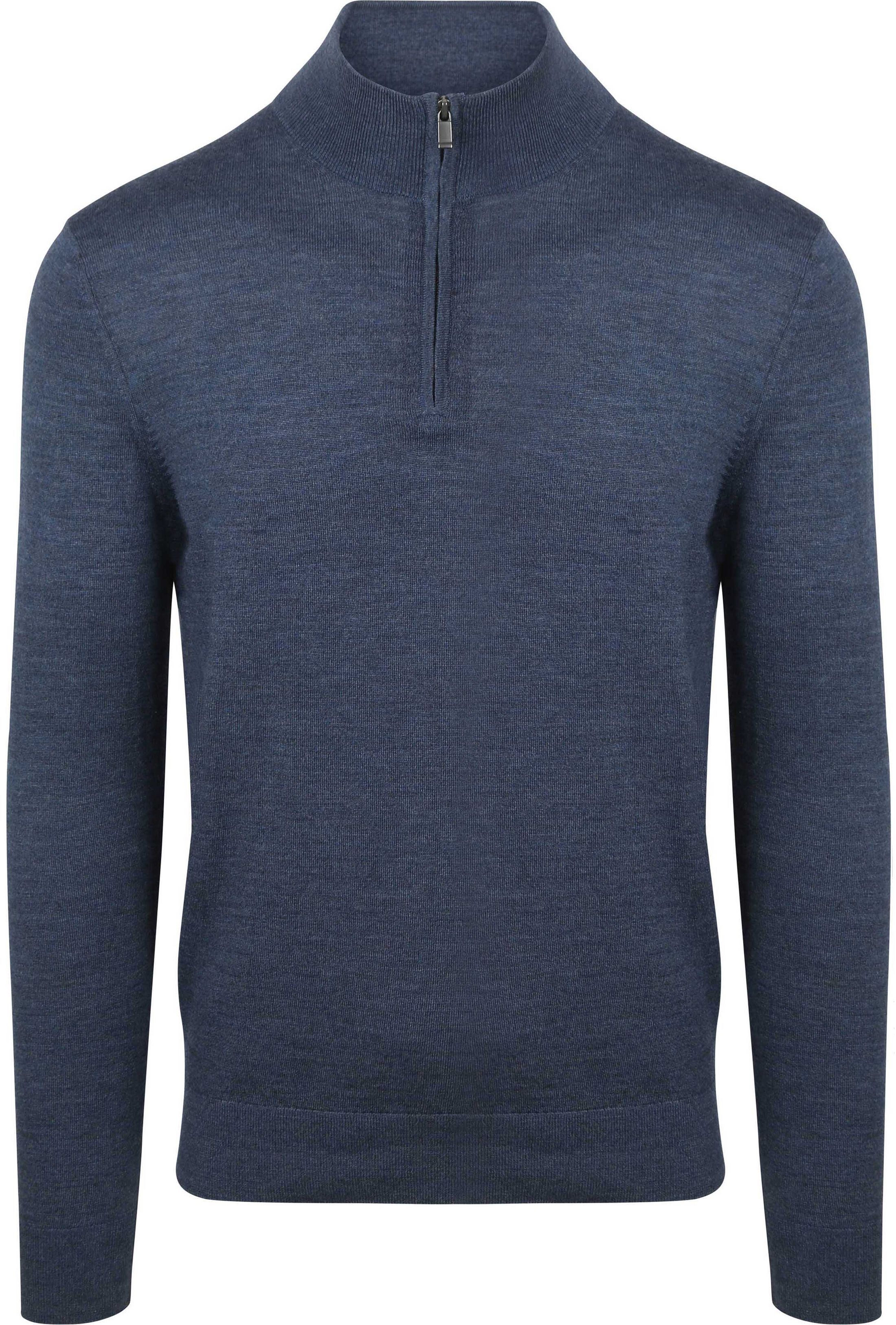 Suitable Merino Half Zip Trui Denim Blauw kopen | Suitable