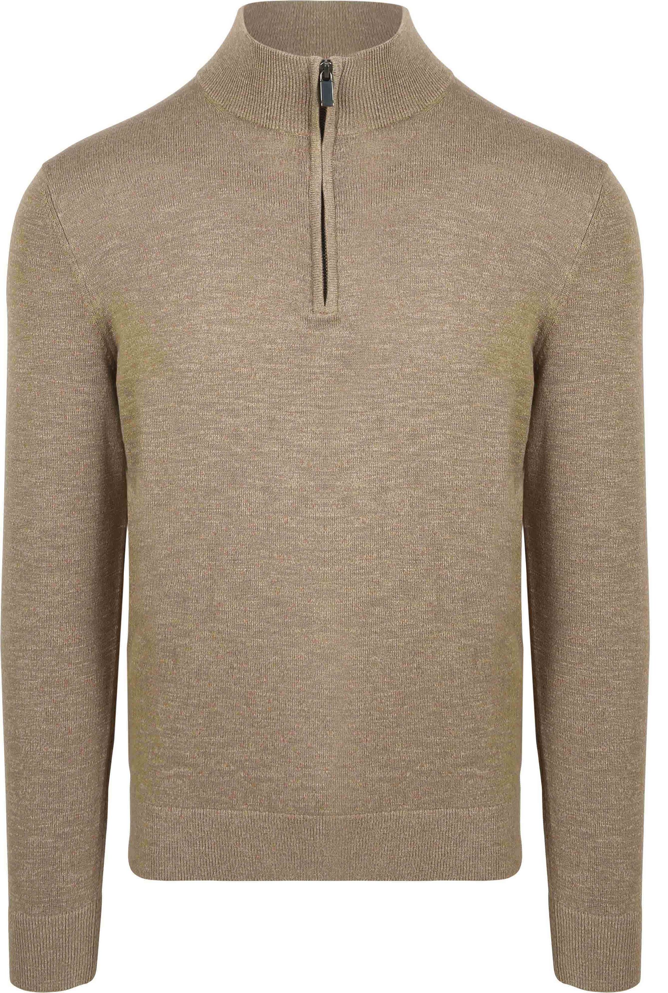 Suitable Slub Yarn Half Zip Trui Beige PU-MO-SLUBPLAIN-25.01 FCD 34305 desert kopen | Suitable