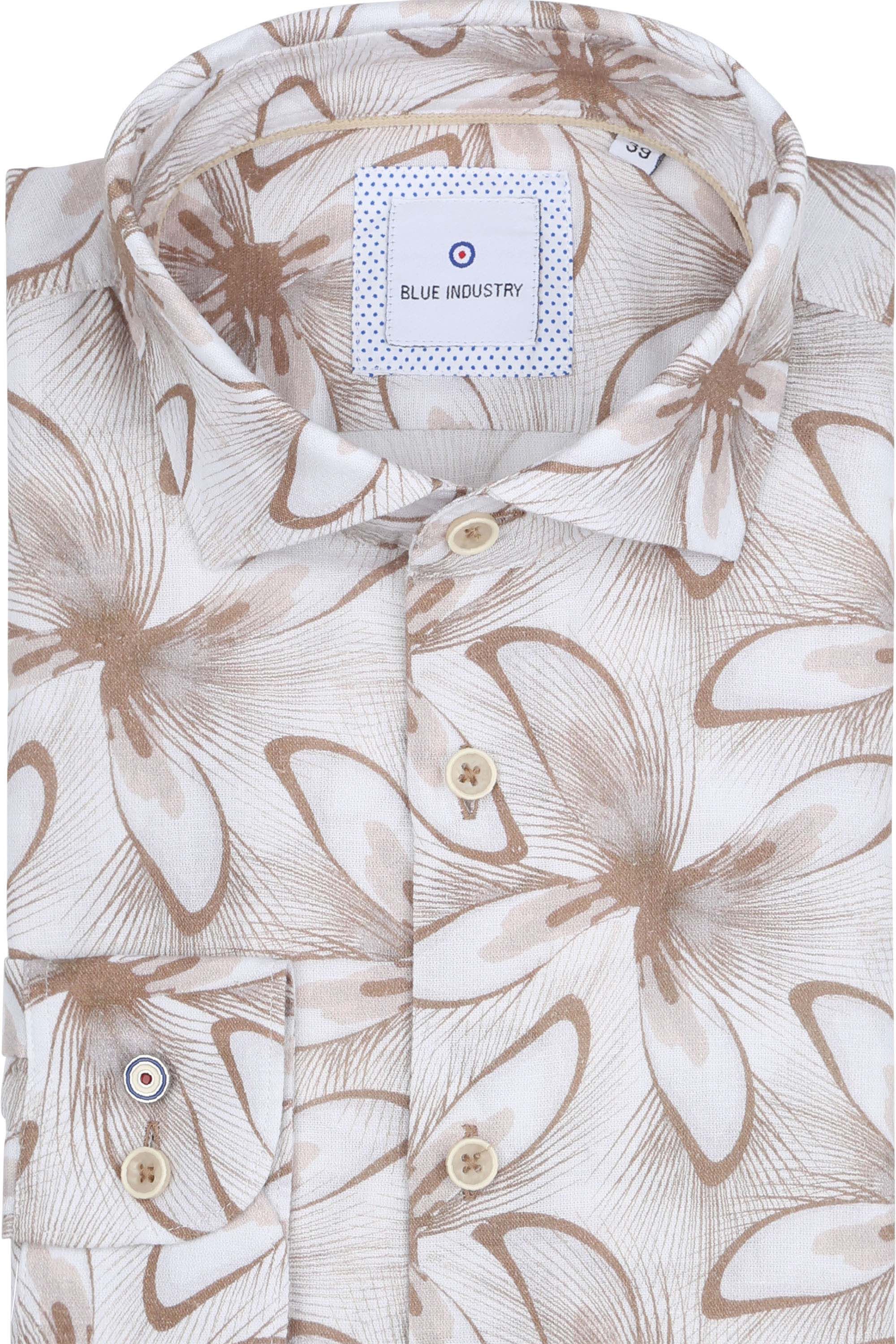 Blue Industry Overhemd Linnen Print Beige 4106.41-TAUPE kopen | Suitable