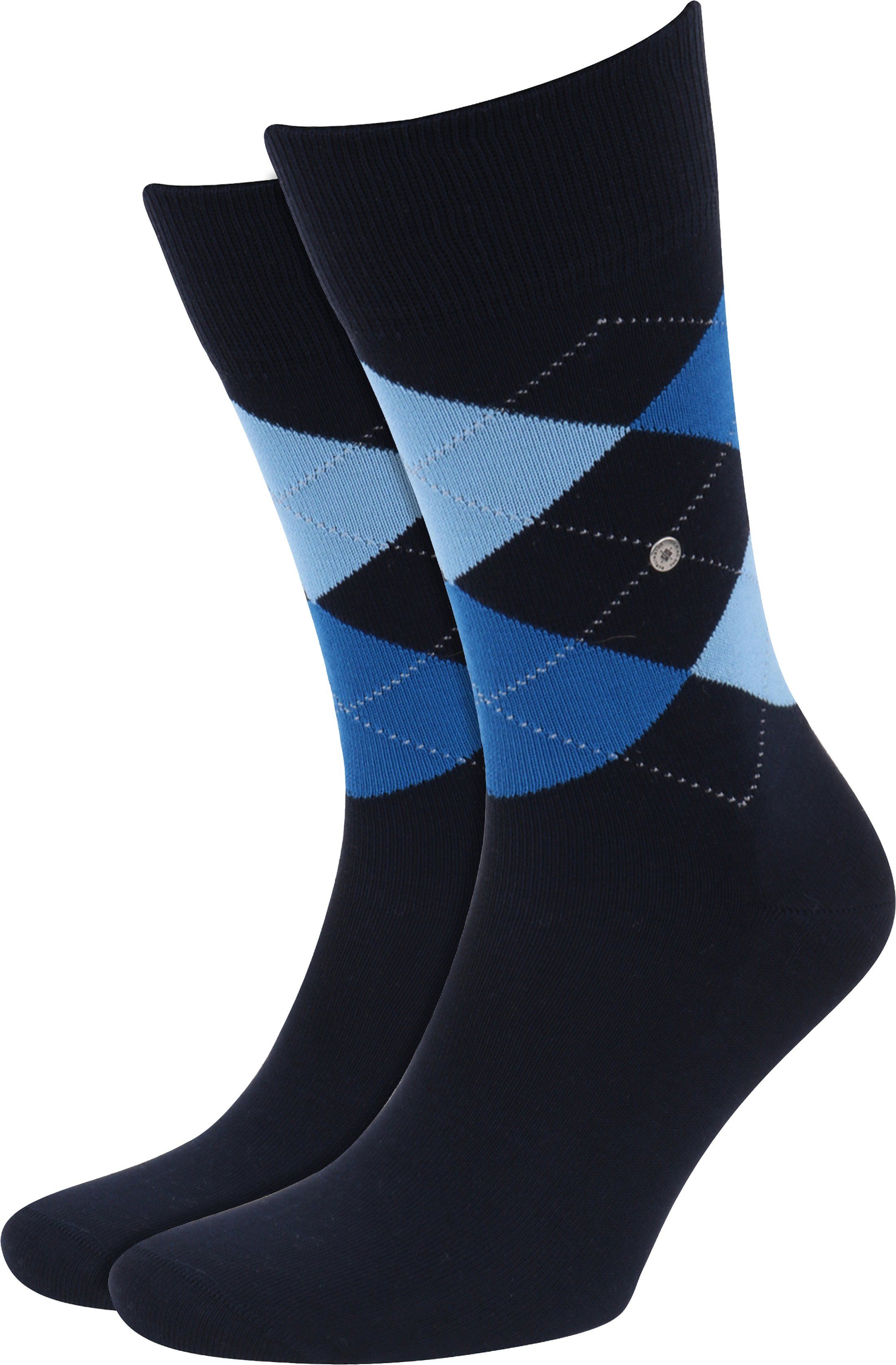 Burlington Socks Checkered Cotton 6120 Dark Blue Black Blue size 40-46