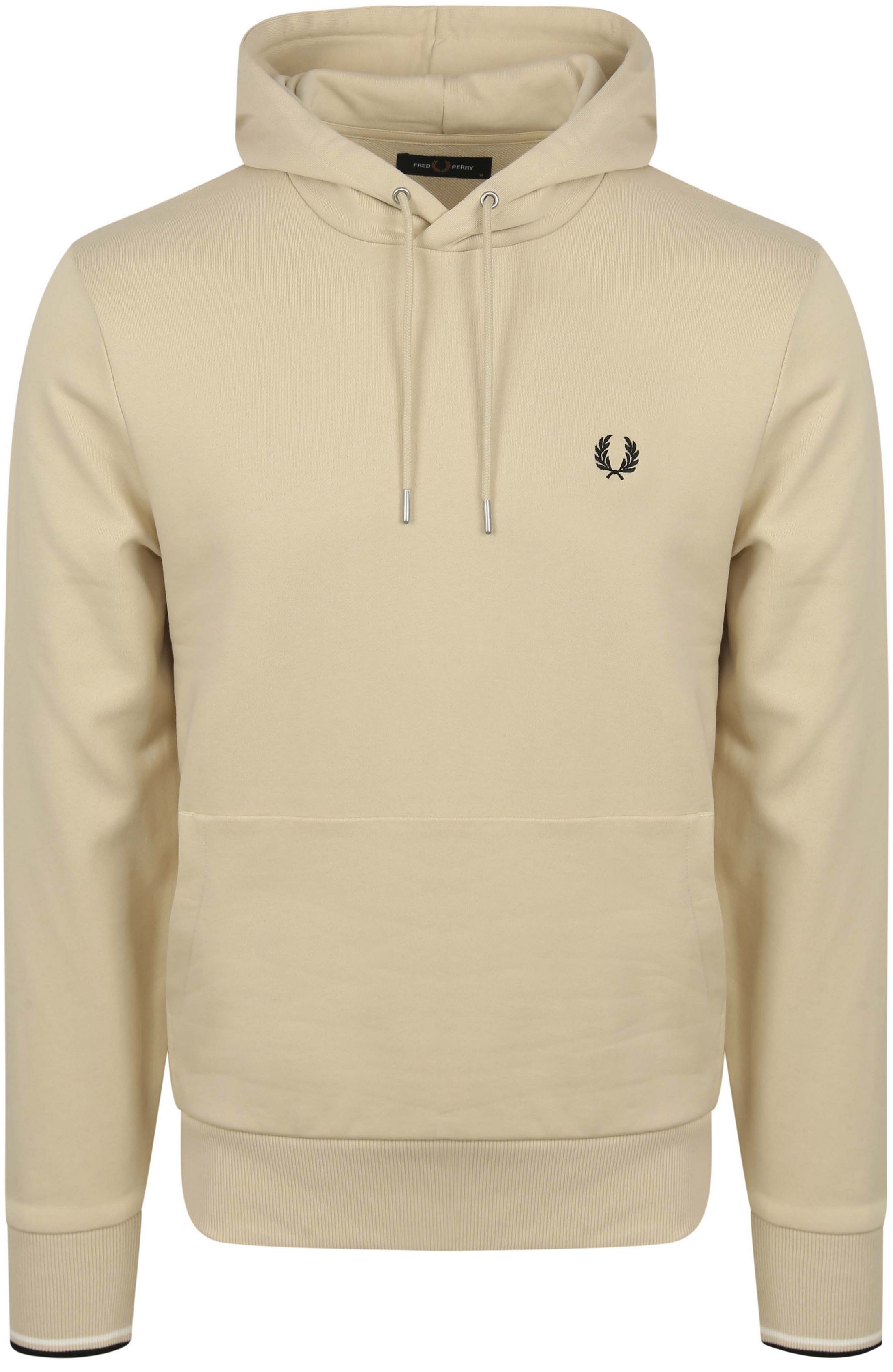 パーカー・フーディ FRED PERRY Men Hoodies M2643 W50 Beige Tipped Hooded Sweatshirt - Porridge Marl / Anchor Grey