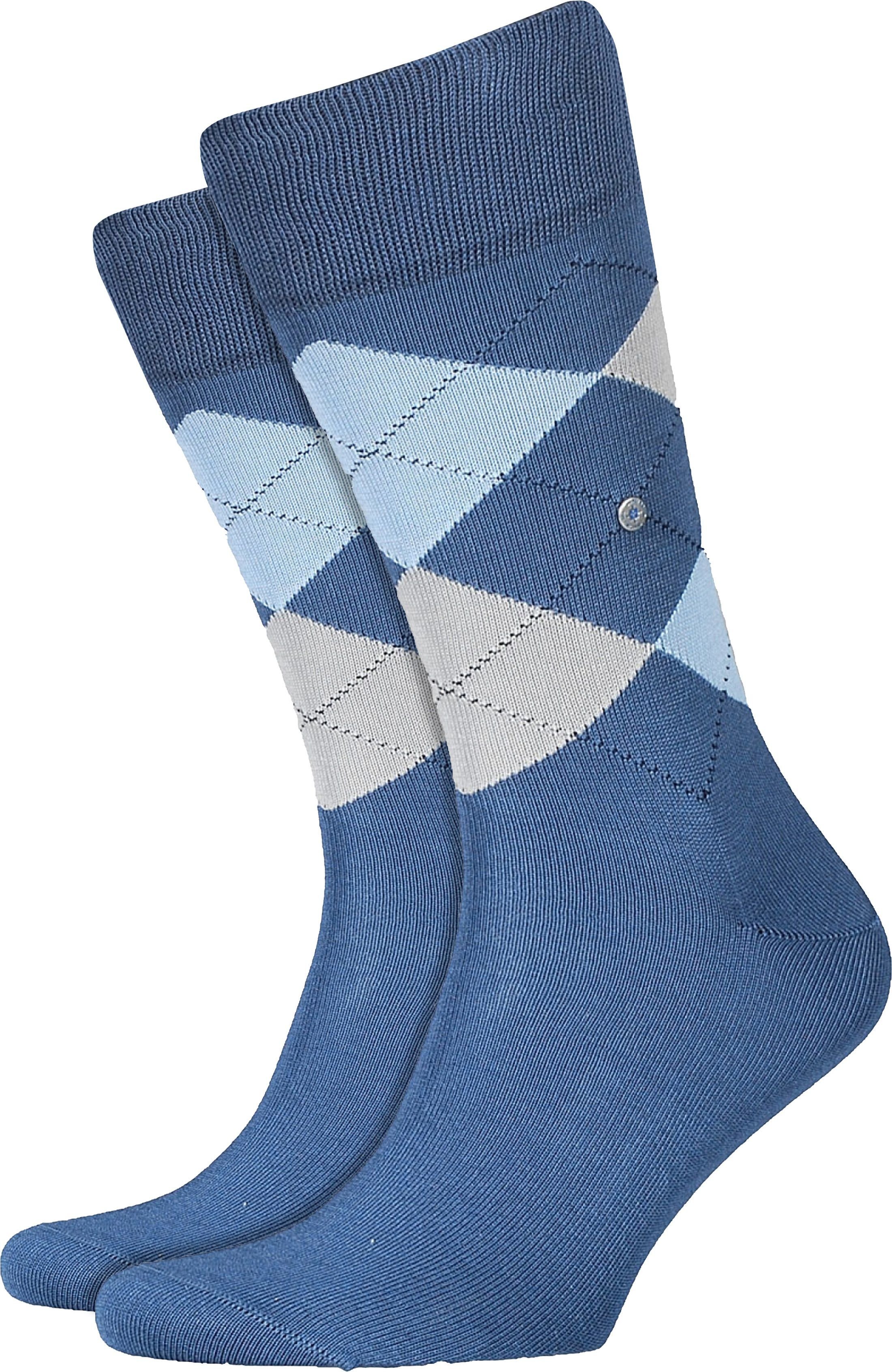 Burlington Socks Checkered Cotton 6220 Blue size 40-46