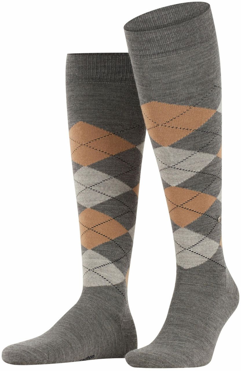Burlington Edinburgh Knee Socks Dark 3090 Dark Grey Grey size 40-46
