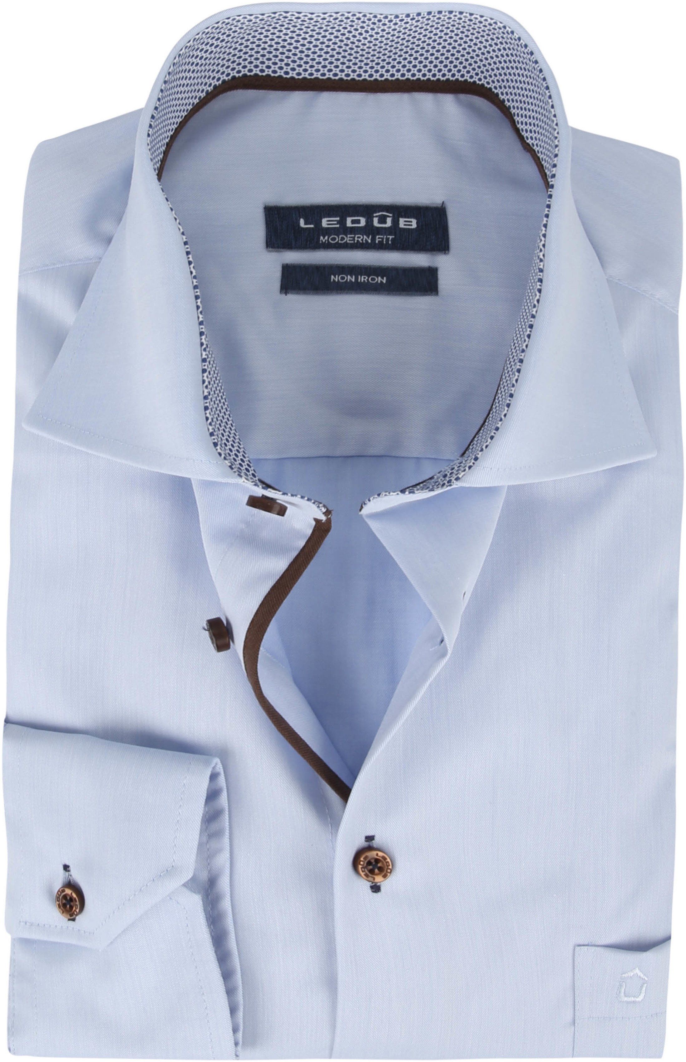 Ledub Shirt Non Iron Blauw Blue size 15