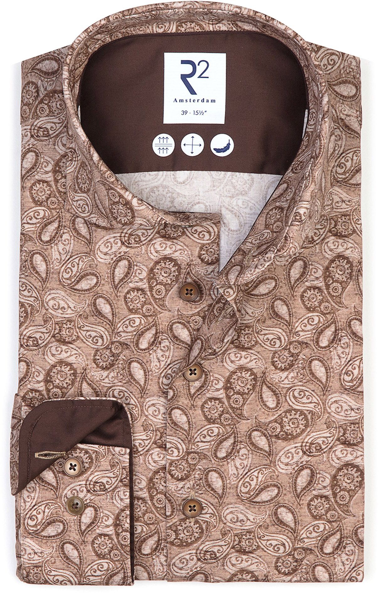 R2 Hemd Stretch Paisley Beige 122.WSP.021-045 kaufen | Suitable