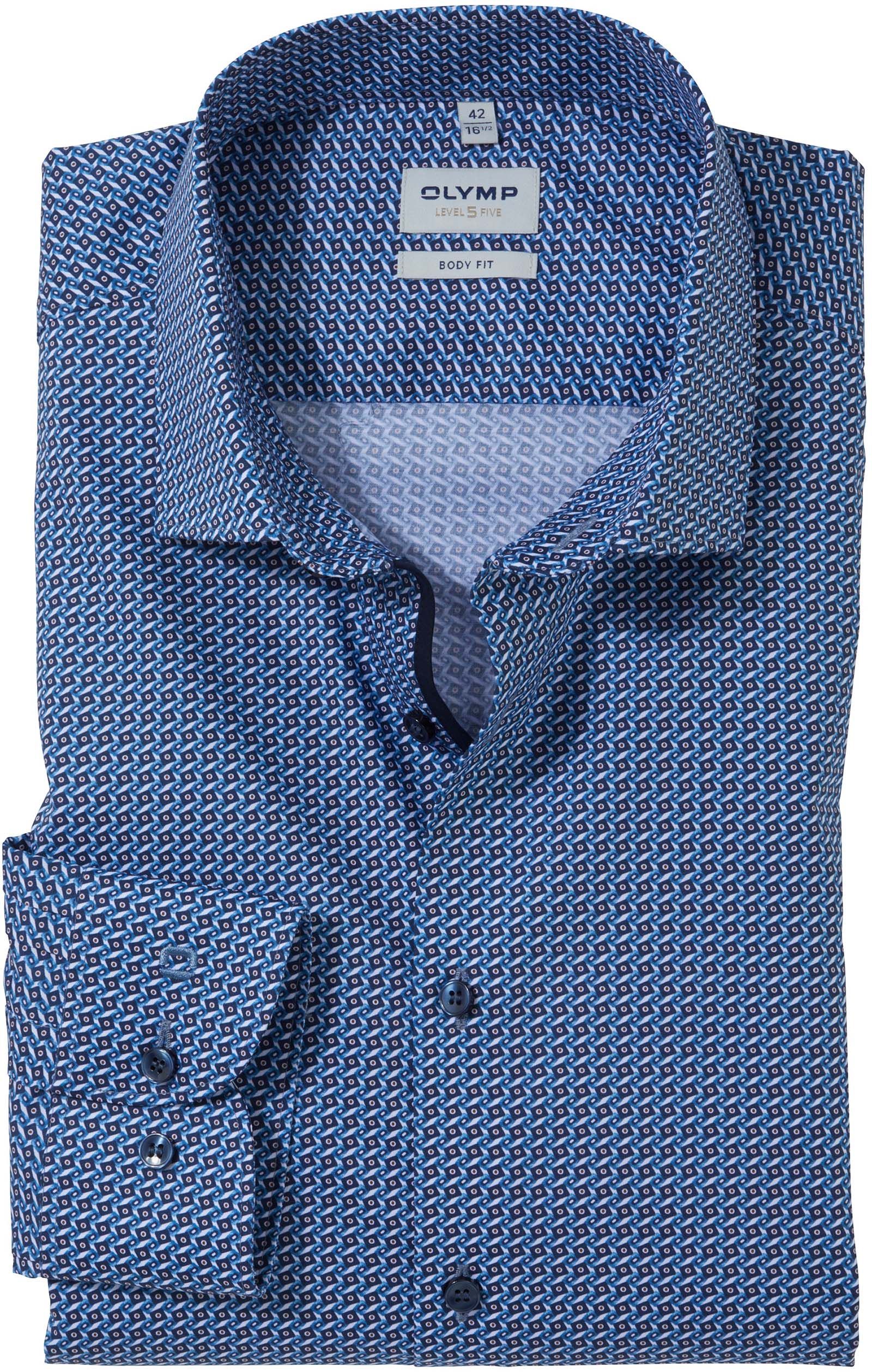 OLYMP Shirt Level 5 Print Mid Extra Long Sleeves Blue Dark Blue size 46