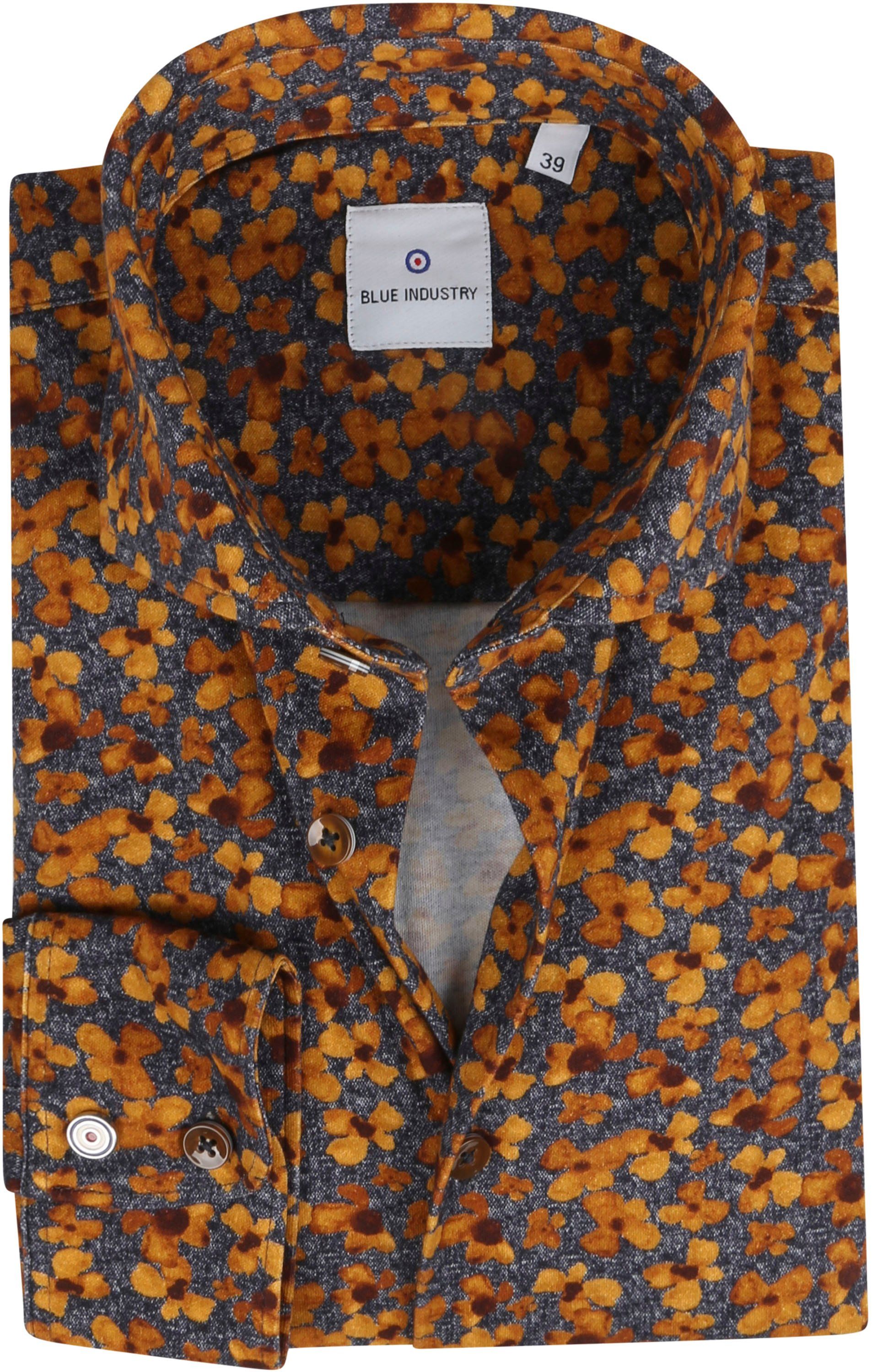 Blue Industry Shirt Melange Floral Brown size 15 1/2