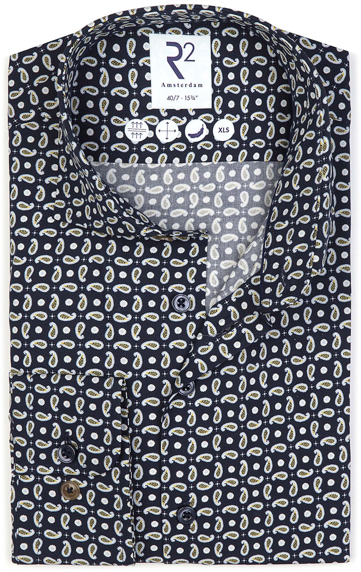 R2 Shirt Extra Long Sleeves Paisley Navy order online | 119.WSP.XLS.108-010 | Suitable Norway