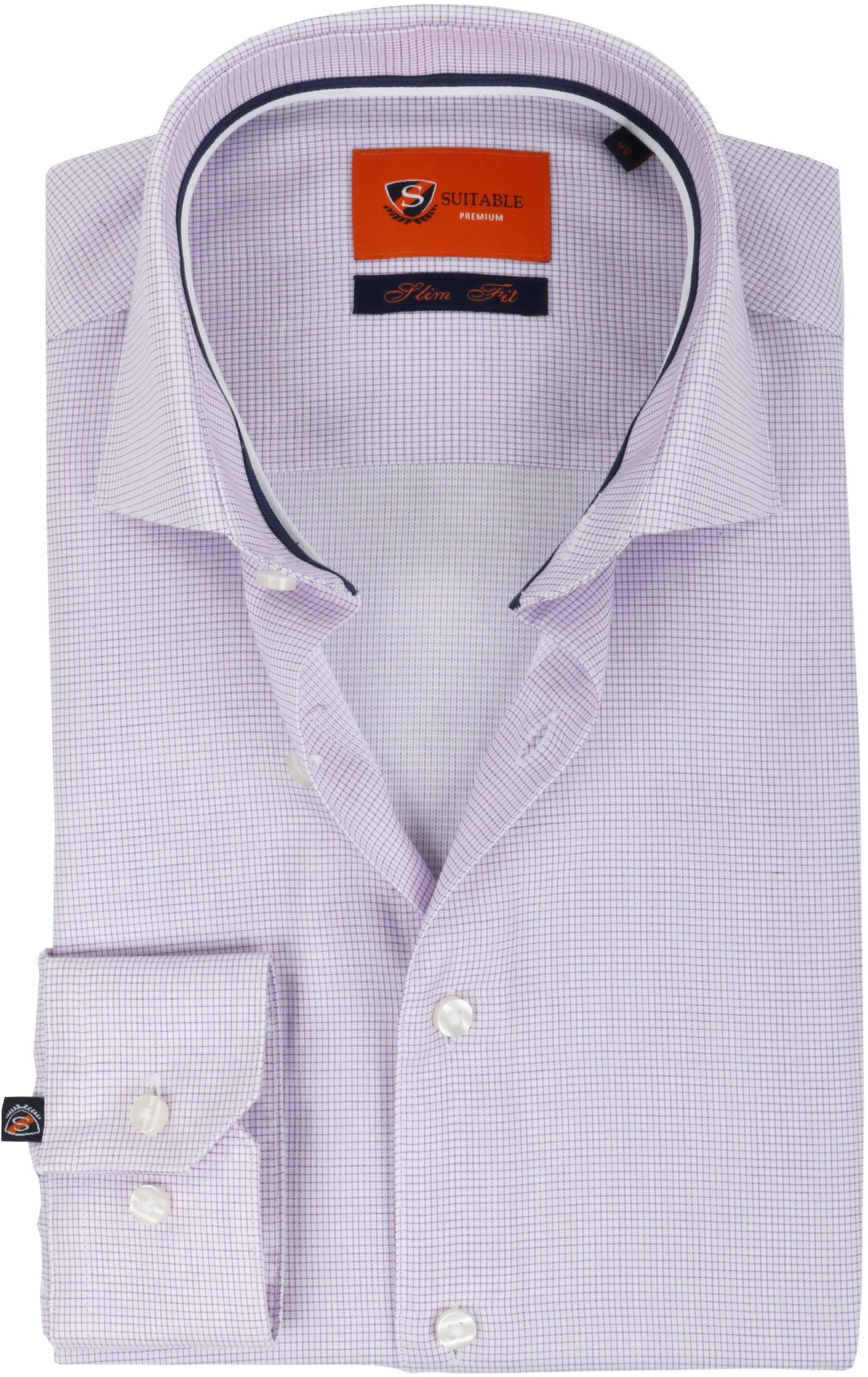 Suitable Shirt Checkered Purple size 15 1/2