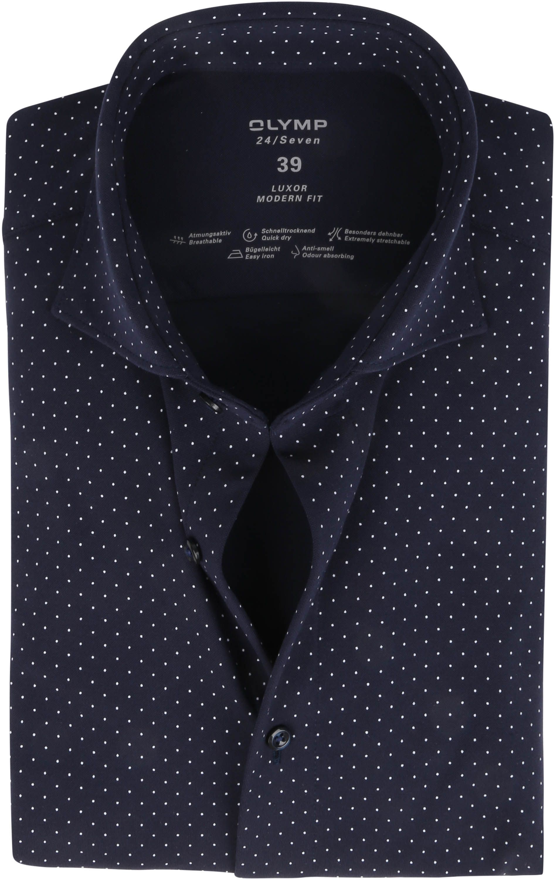 OLYMP Luxor Jersey Stretch Hemd 24/Seven Punkte Dunkelblau 122484-18 kaufen | Suitable