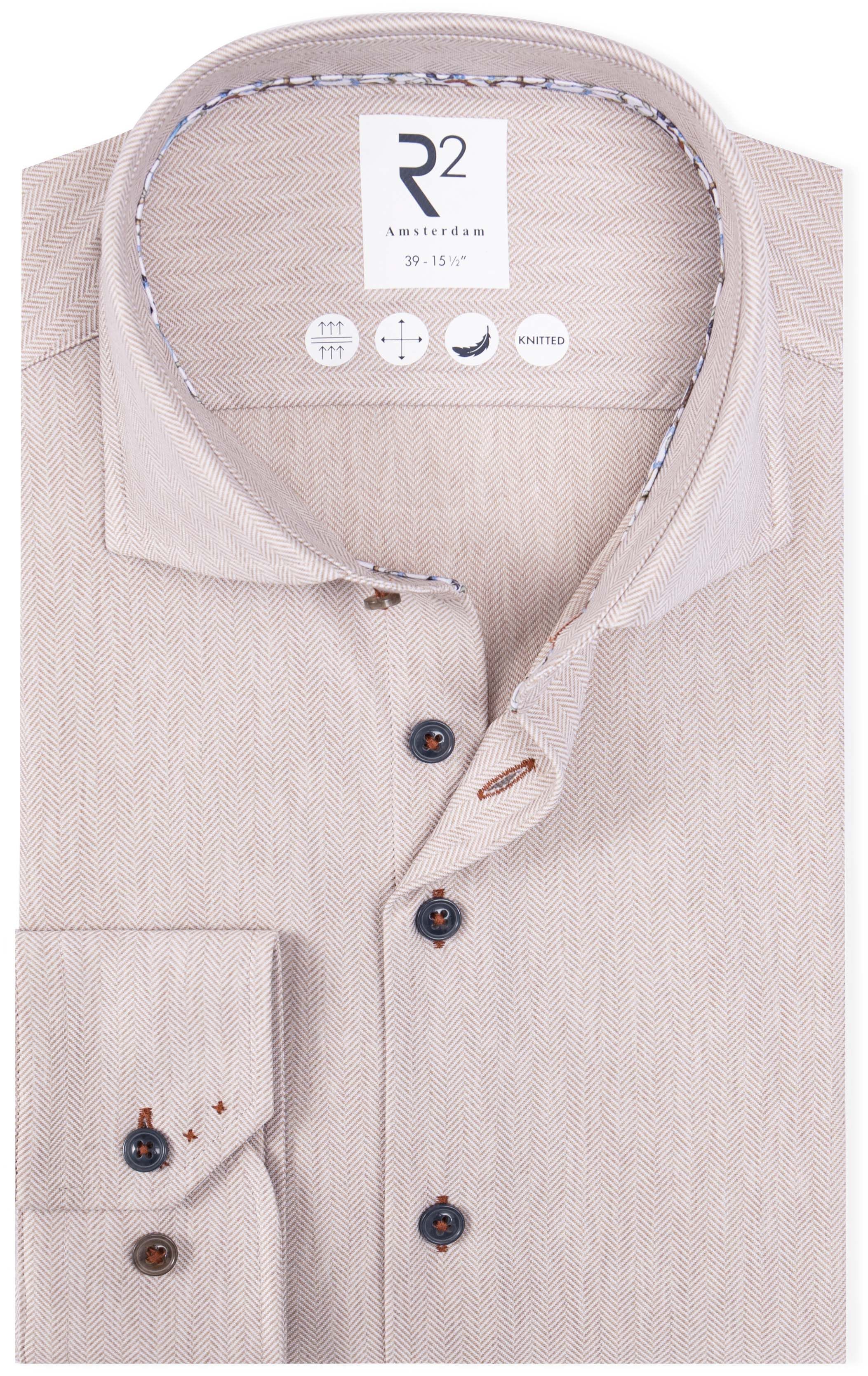 R2 Knitted Travel Shirt Herringbone Beige order online | 130.WSP.005-045 | Suitable Hungary