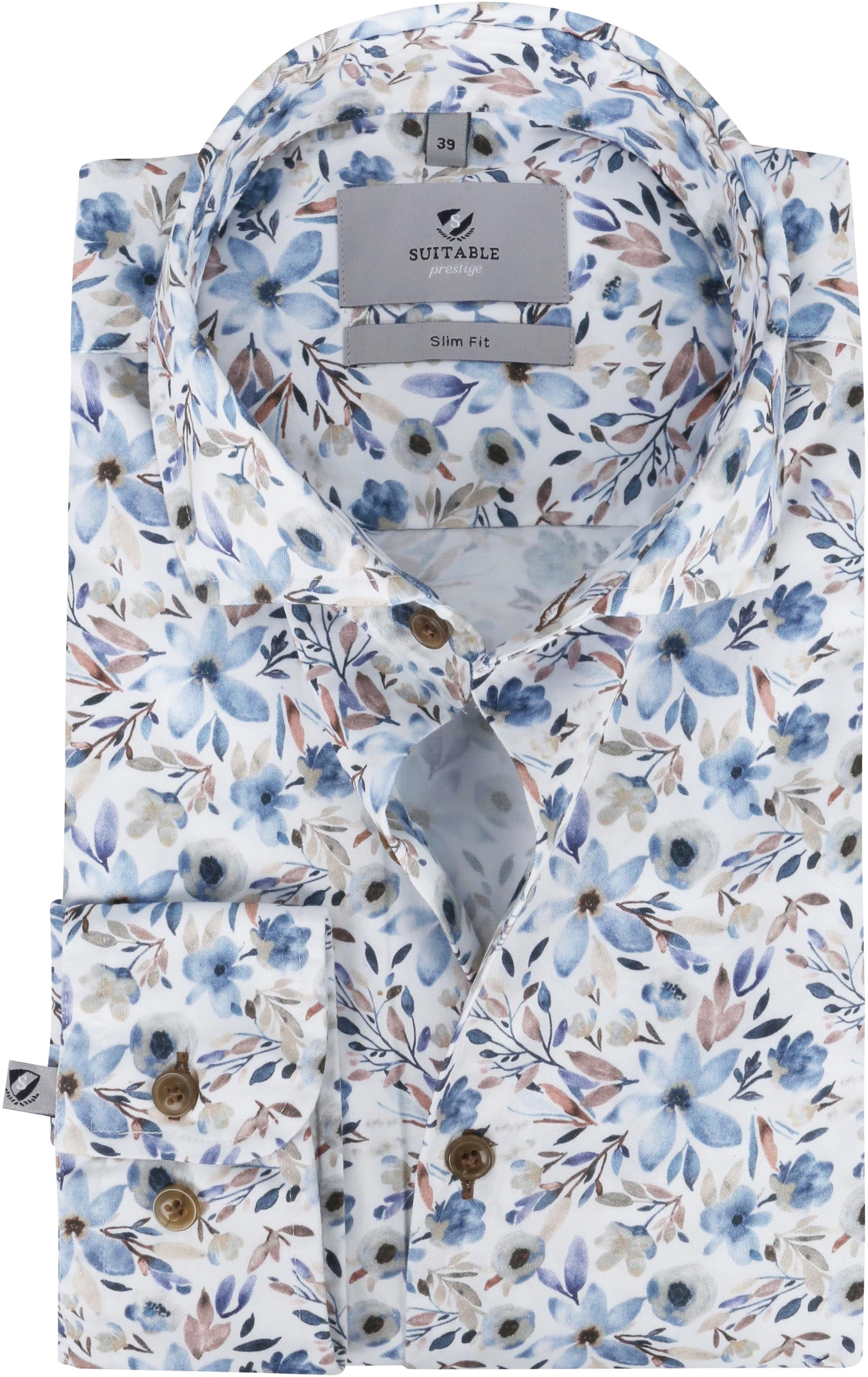 Suitable Prestige Shirt Flowers Acquarel Blue Multicolour size 15 1/2