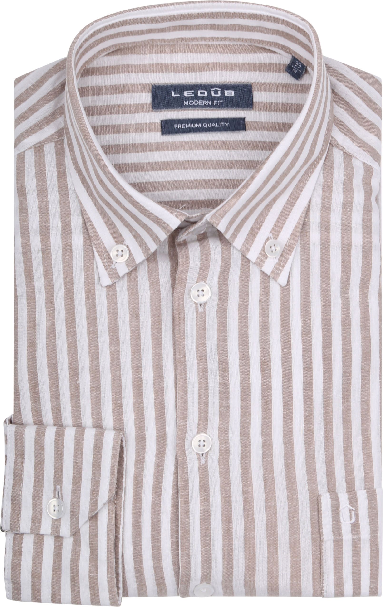 Ledub Shirt Linen Striped Beige  0141841-630000 order online | Suitable