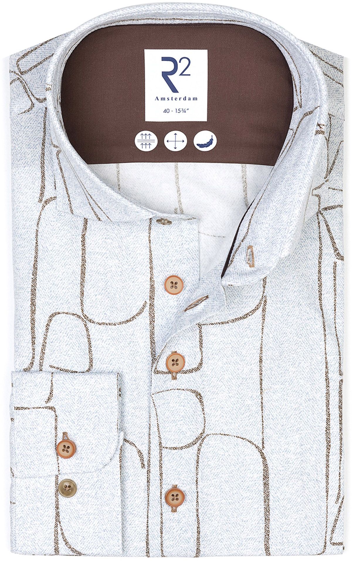 R2 Chemise Impression Herringbone Bleu 126.WSP.034-018 commander en ligne | Suitable