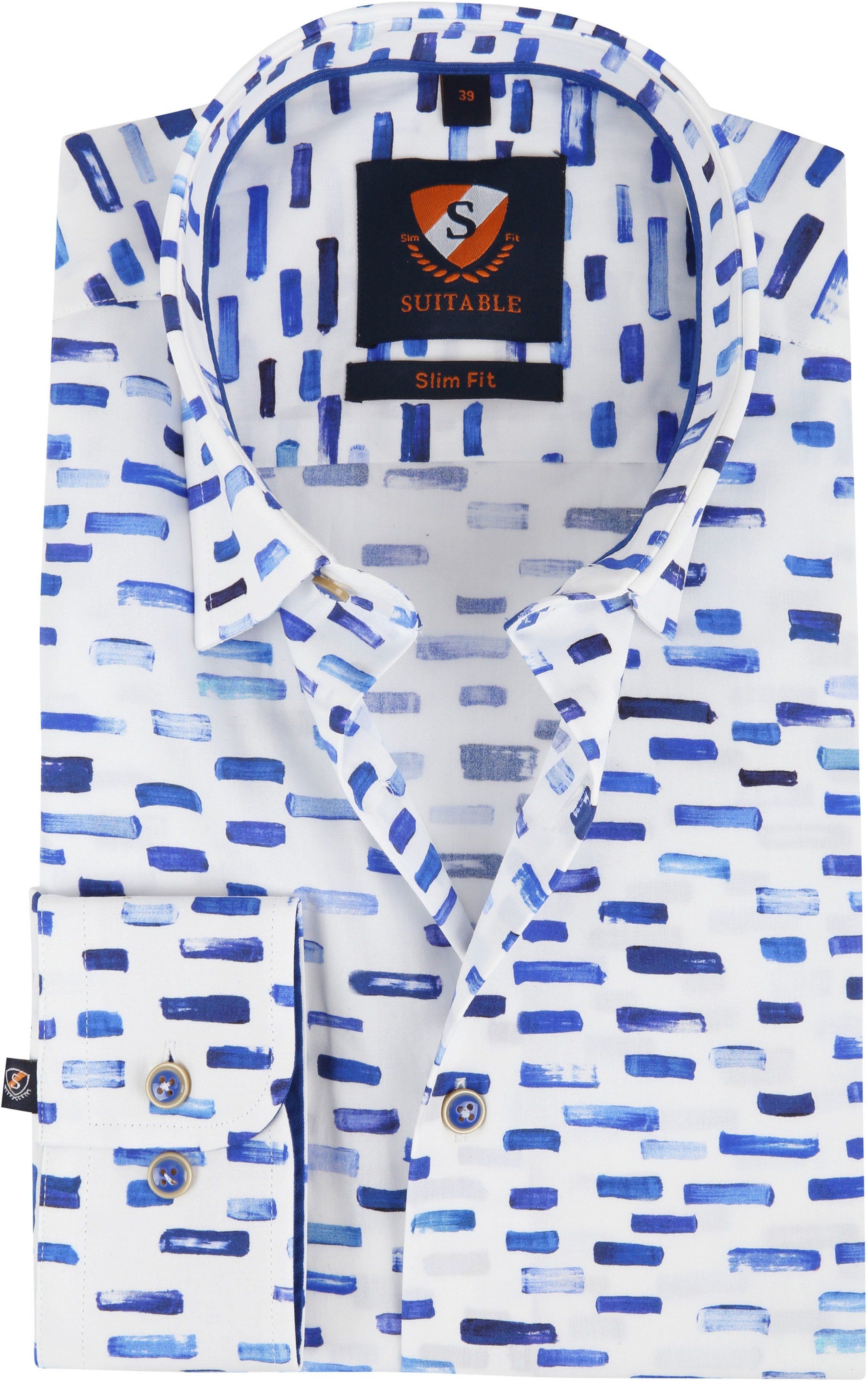 Suitable Shirt HBD Stripes Blue size 15 1/2